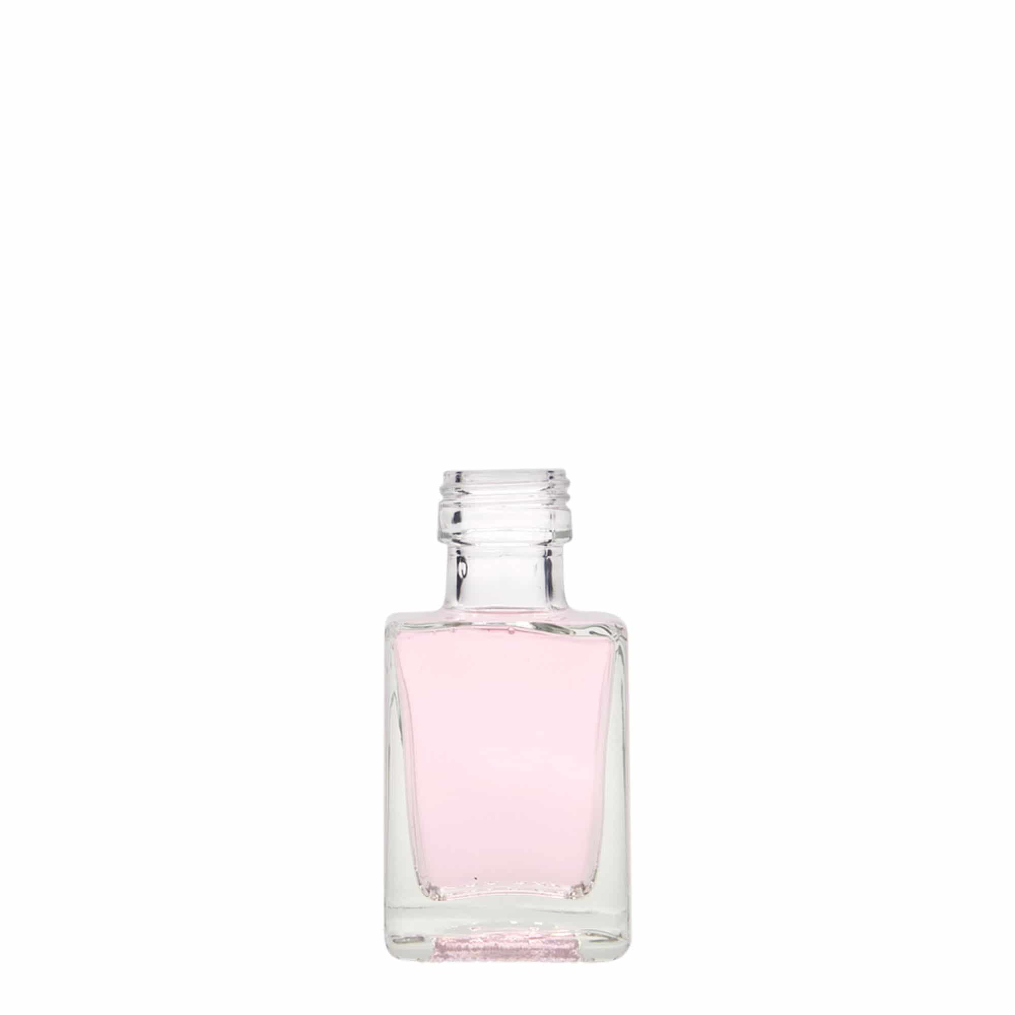 50 ml klaaspudel 'Cube', ruudukujuline, suuava: PP 24