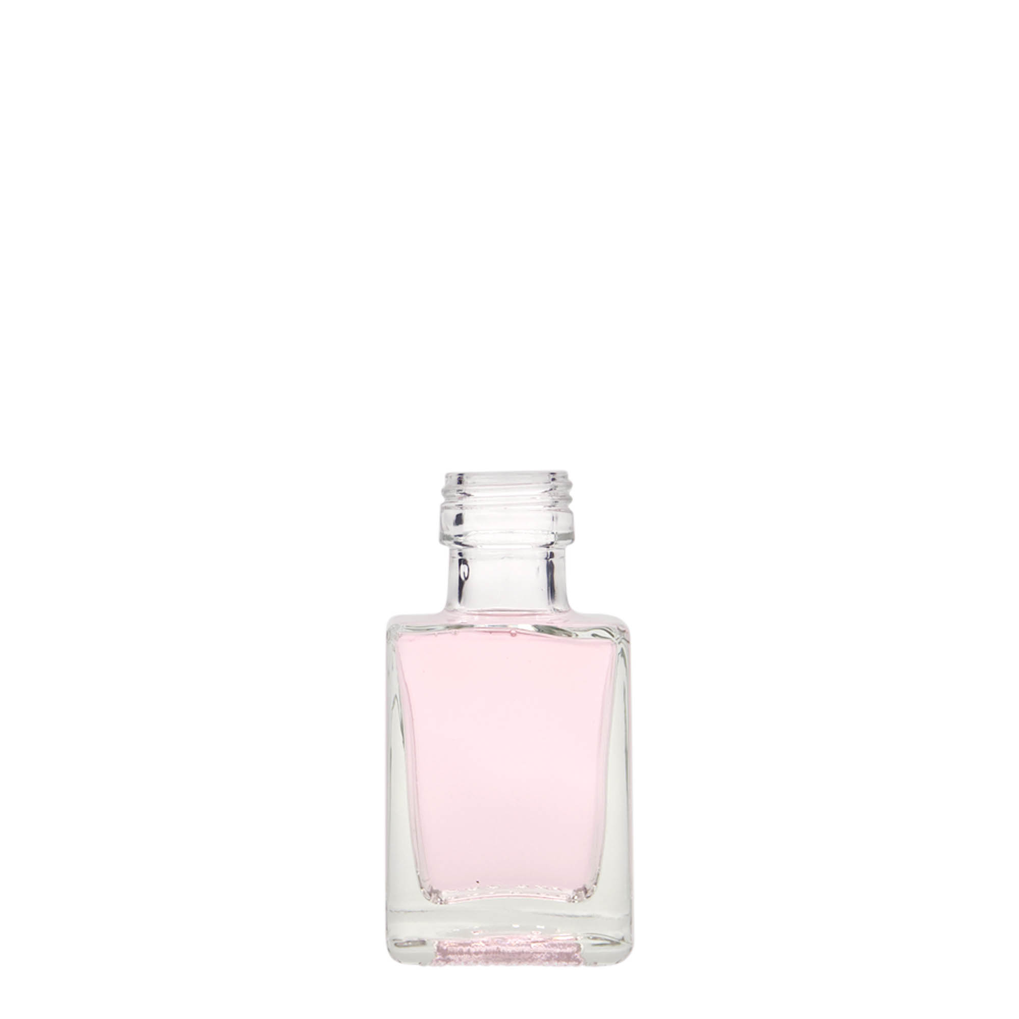 50 ml klaaspudel 'Cube', ruudukujuline, suuava: PP 24