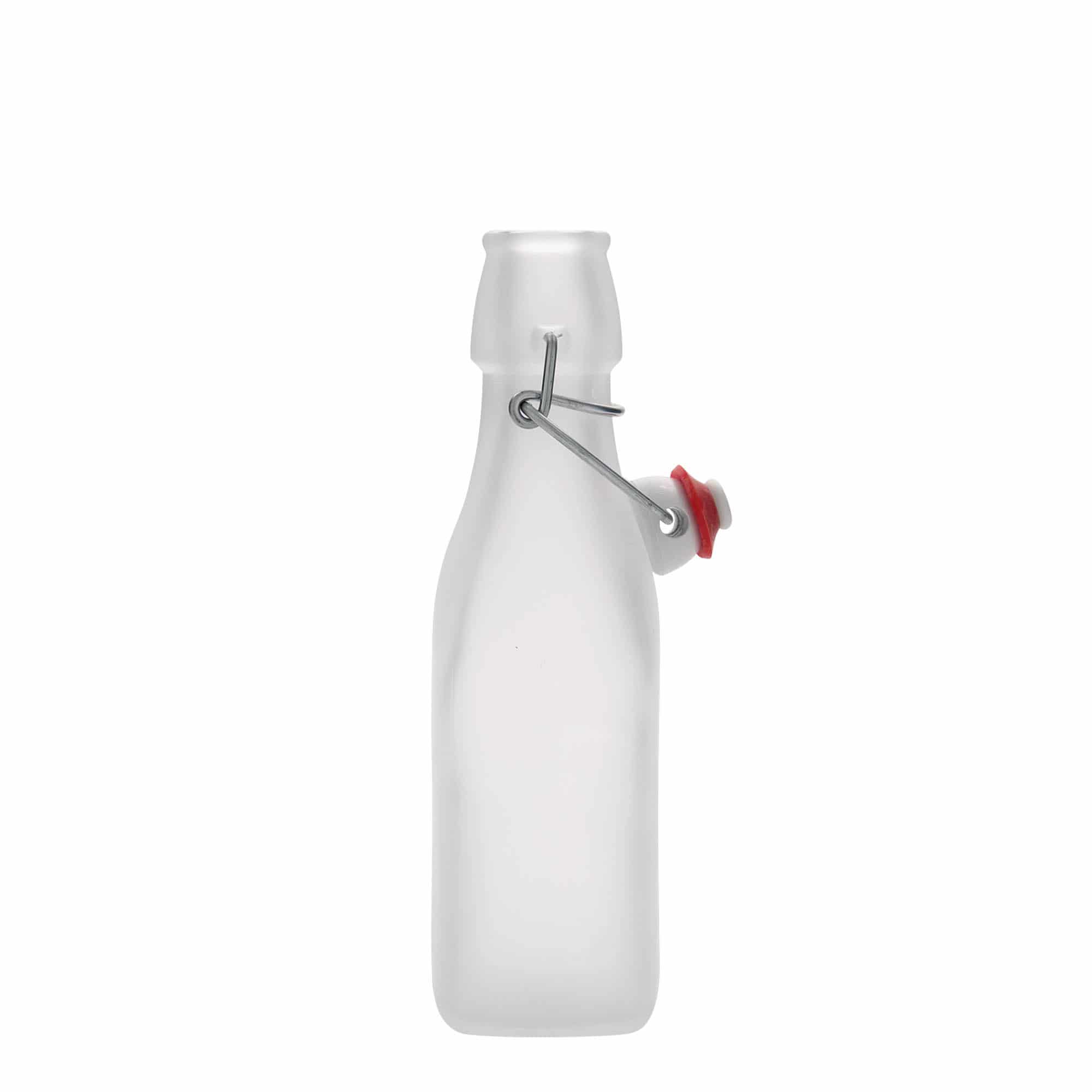 250 ml klaaspudel 'Sving', ruudukujuline, valge, sulgur: traatkork