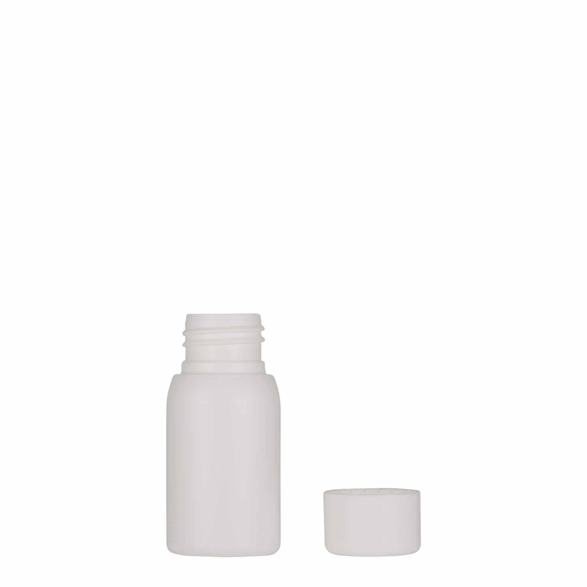30 ml plastpudel 'Tuffy', HDPE, valge, sulgur:  24/410