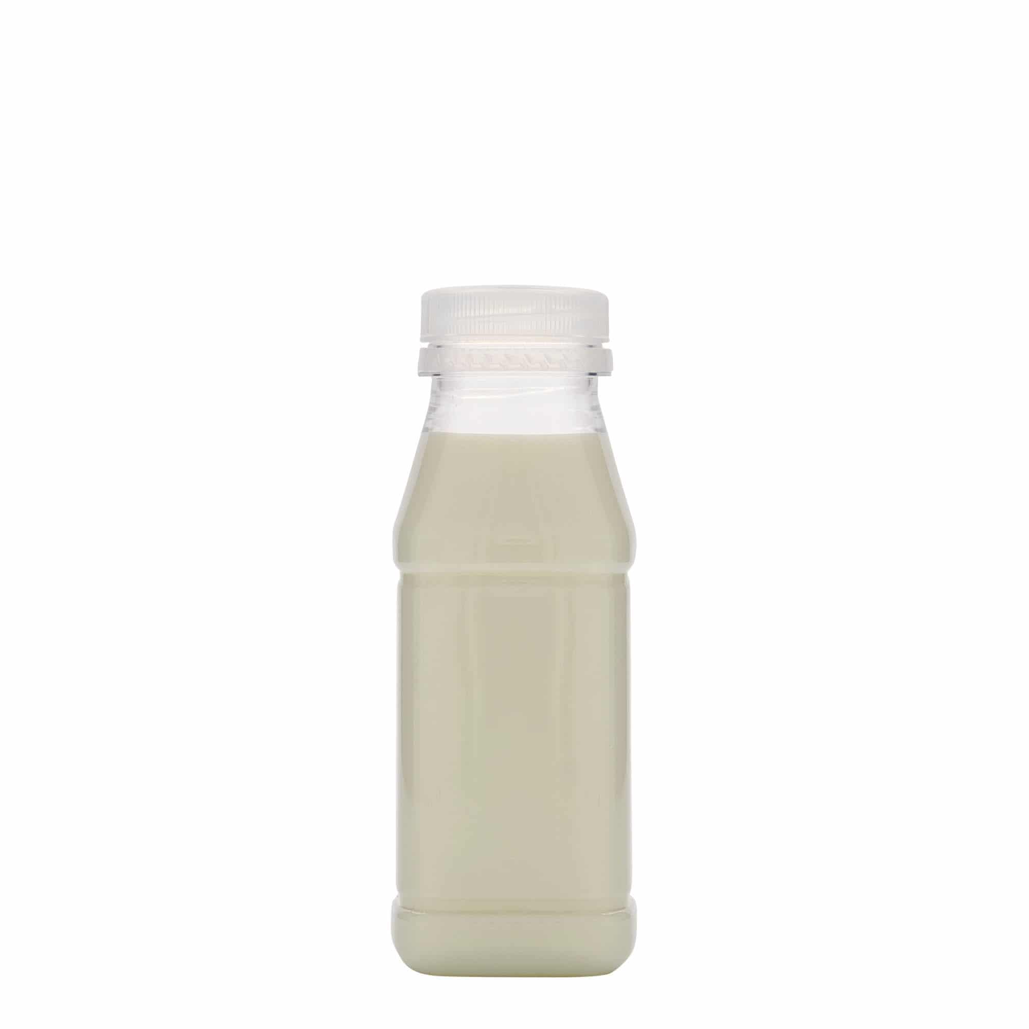 250 ml PET-pudel 'Milk and Juice Carré', ruudukujuline, plast, sulgur: 38 mm