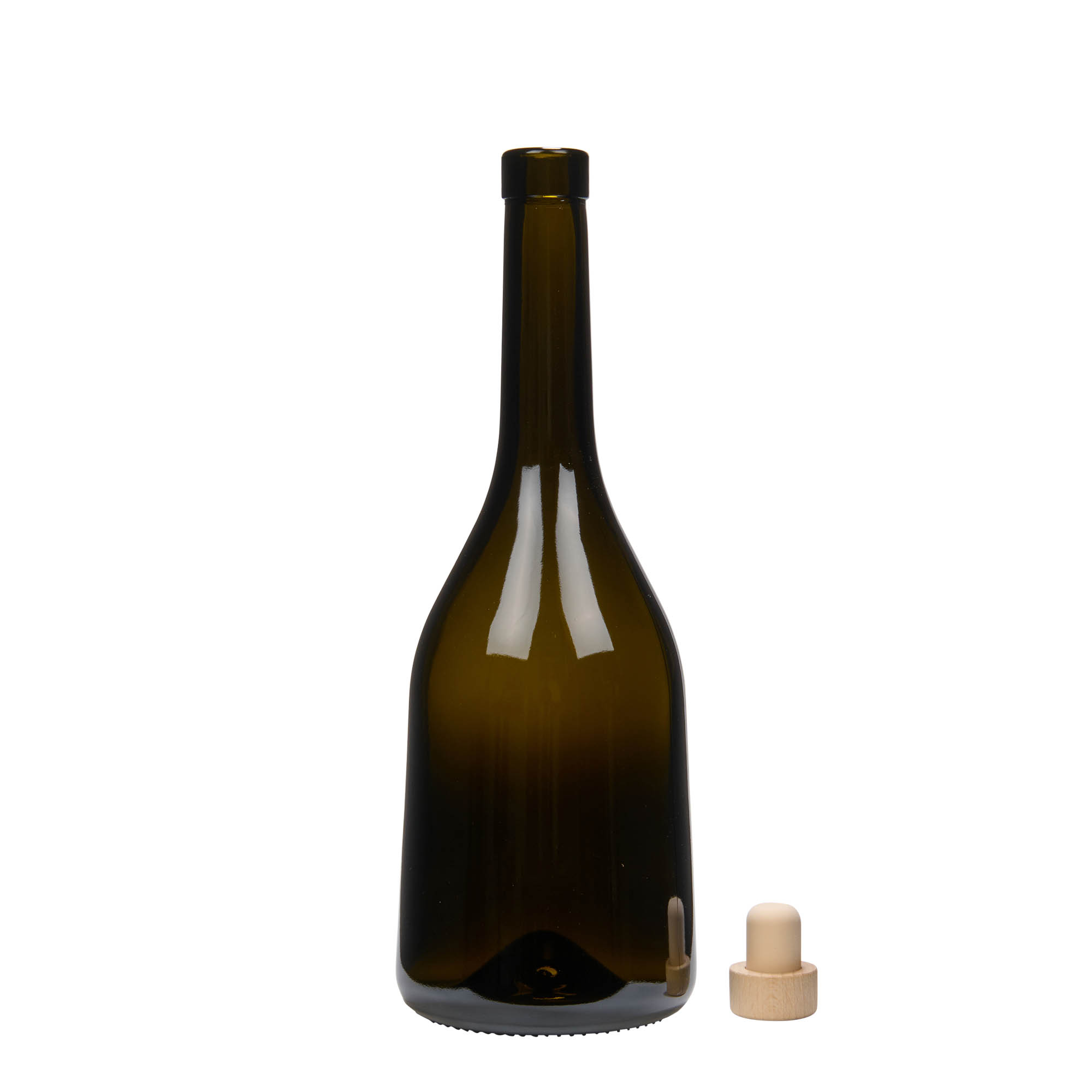 750 ml klaaspudel 'Rustica', antiikroheline, suuava: kork