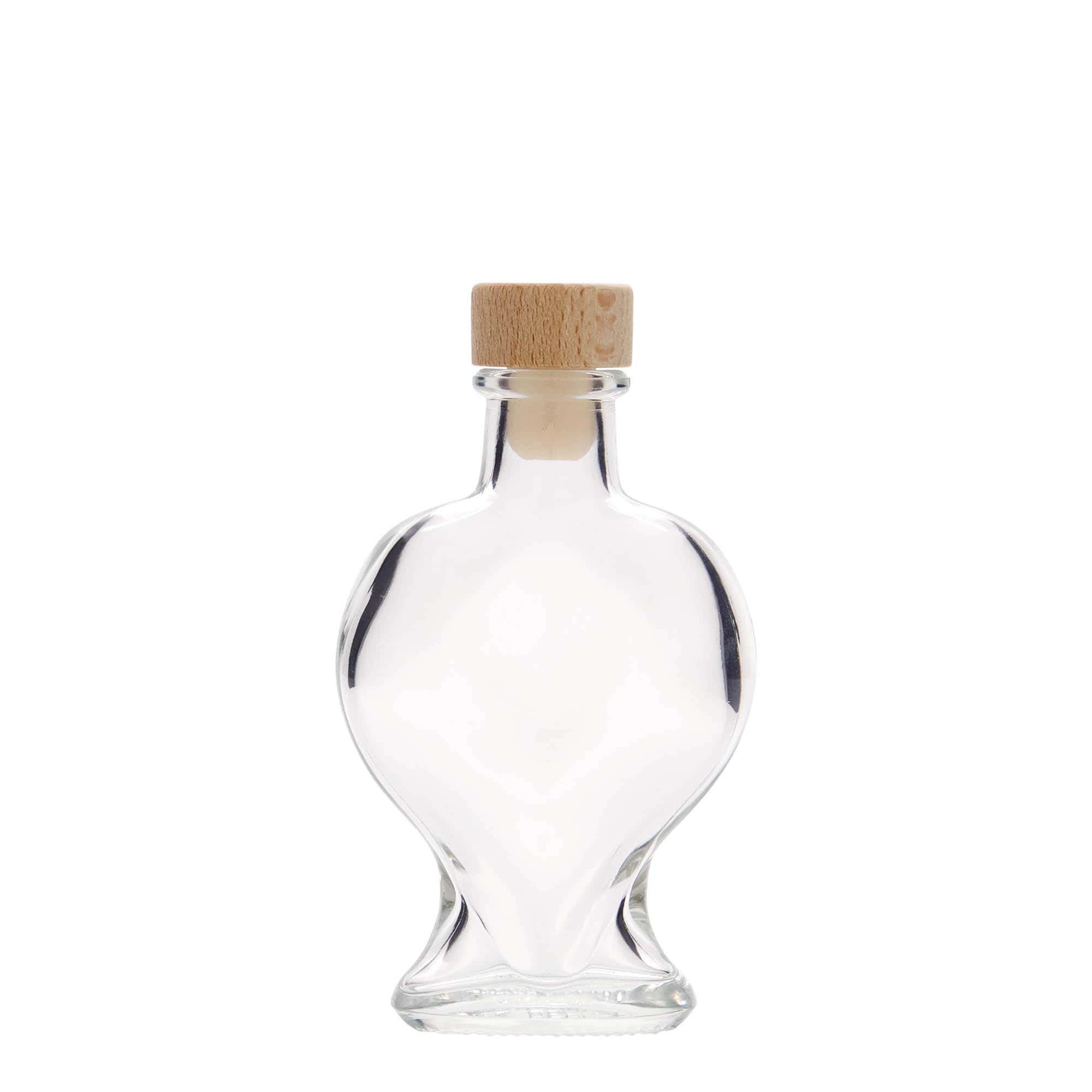 100 ml klaaspudel 'Süda', suuava: kork