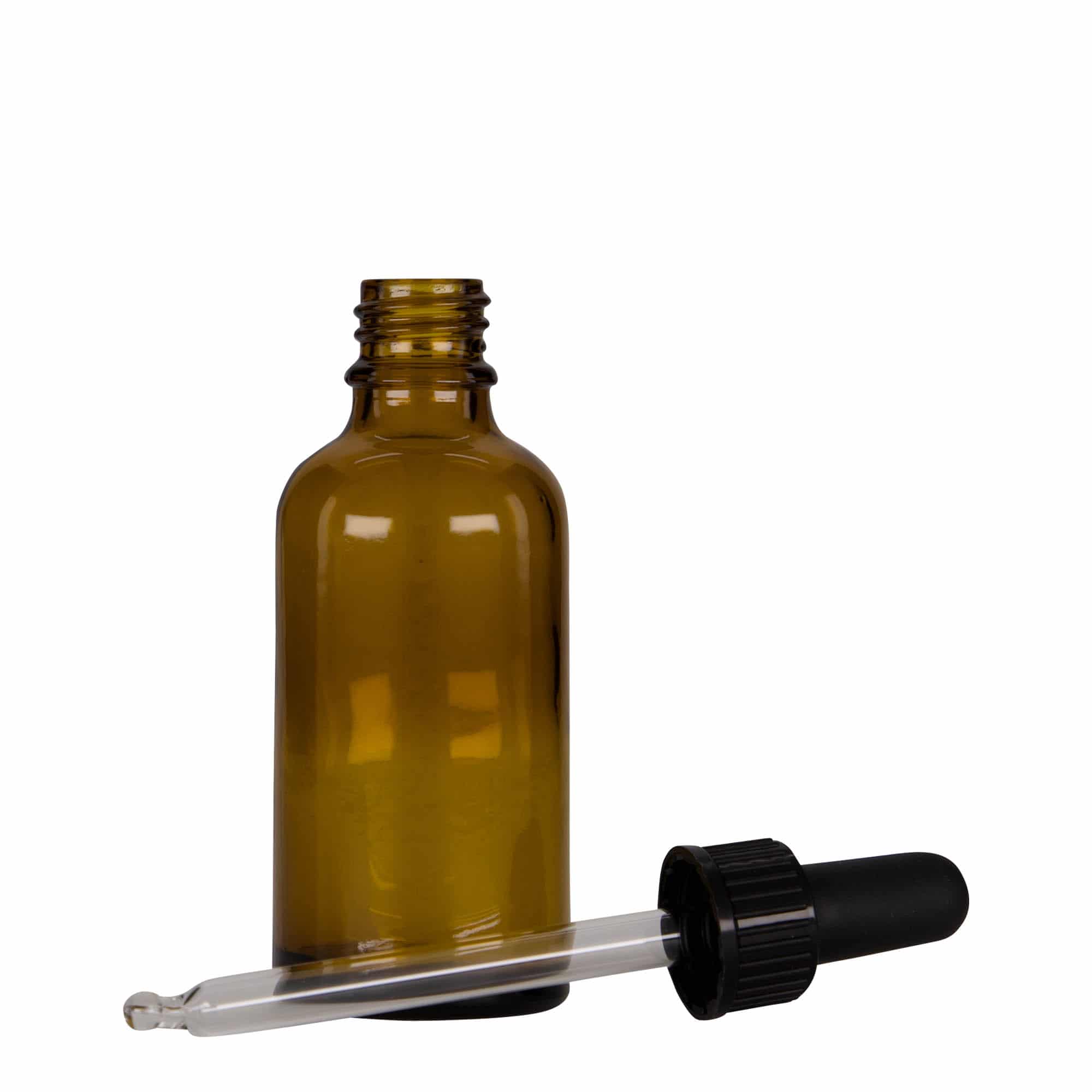 50 ml ravimi pipettpudel, klaas, pruun-must, sulgur: DIN 18