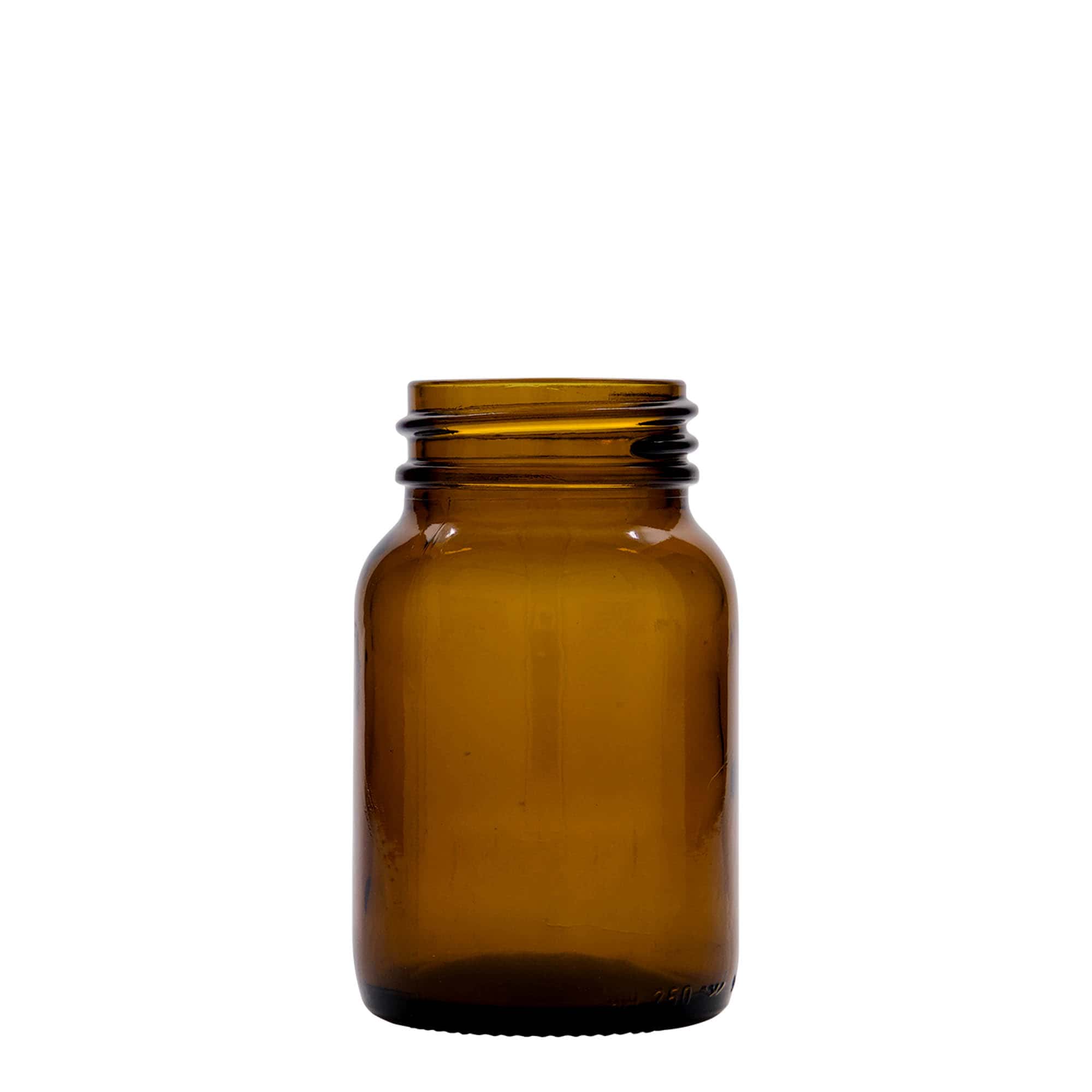 250 ml laiakaelne klaaspurk, pruun, ava: DIN 55