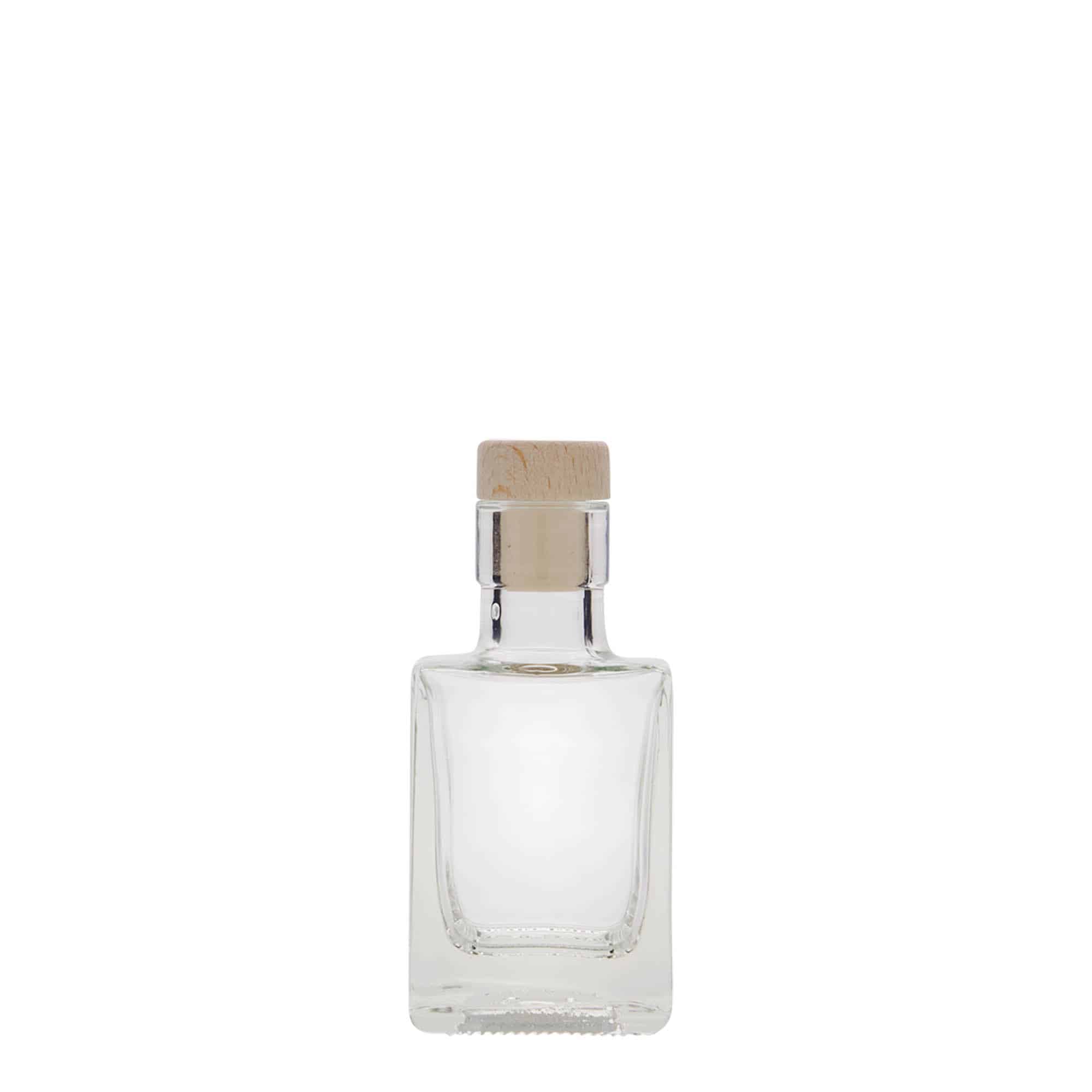 50 ml klaaspudel 'Cube', ruudukujuline, sulgur: kork
