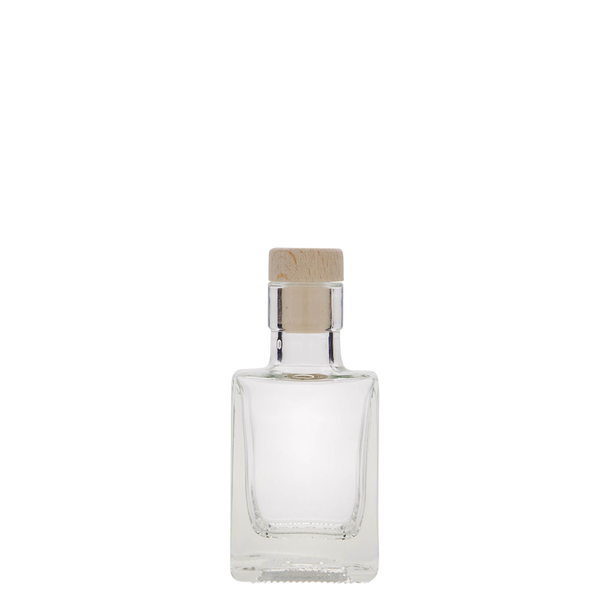 50 ml klaaspudel 'Cube', ruudukujuline, suuava: kork
