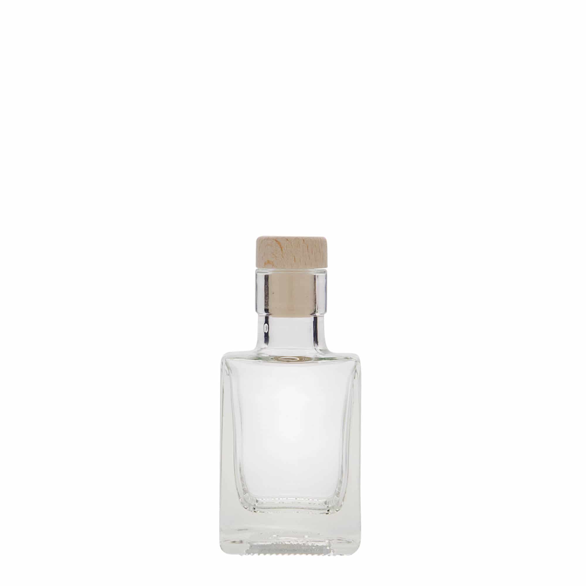 50 ml klaaspudel 'Cube', ruudukujuline, suuava: kork