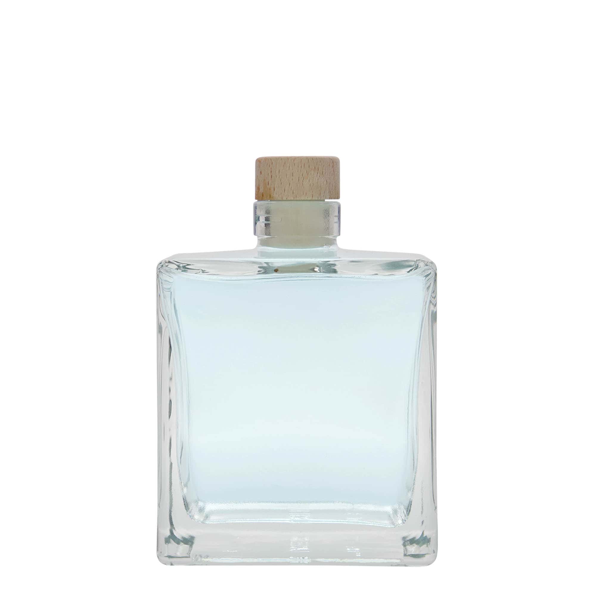 500 ml klaaspudel 'Cube', ruudukujuline, suuava: kork