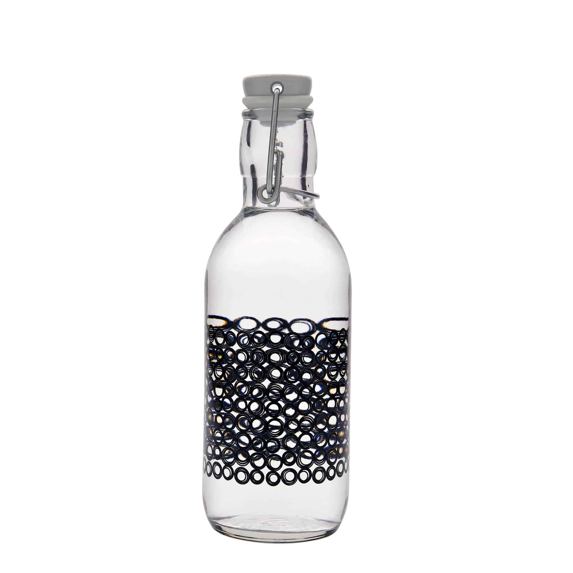 500 ml klaaspudel 'Emilia', motiiv: Circola nero, suuava: klambrikork