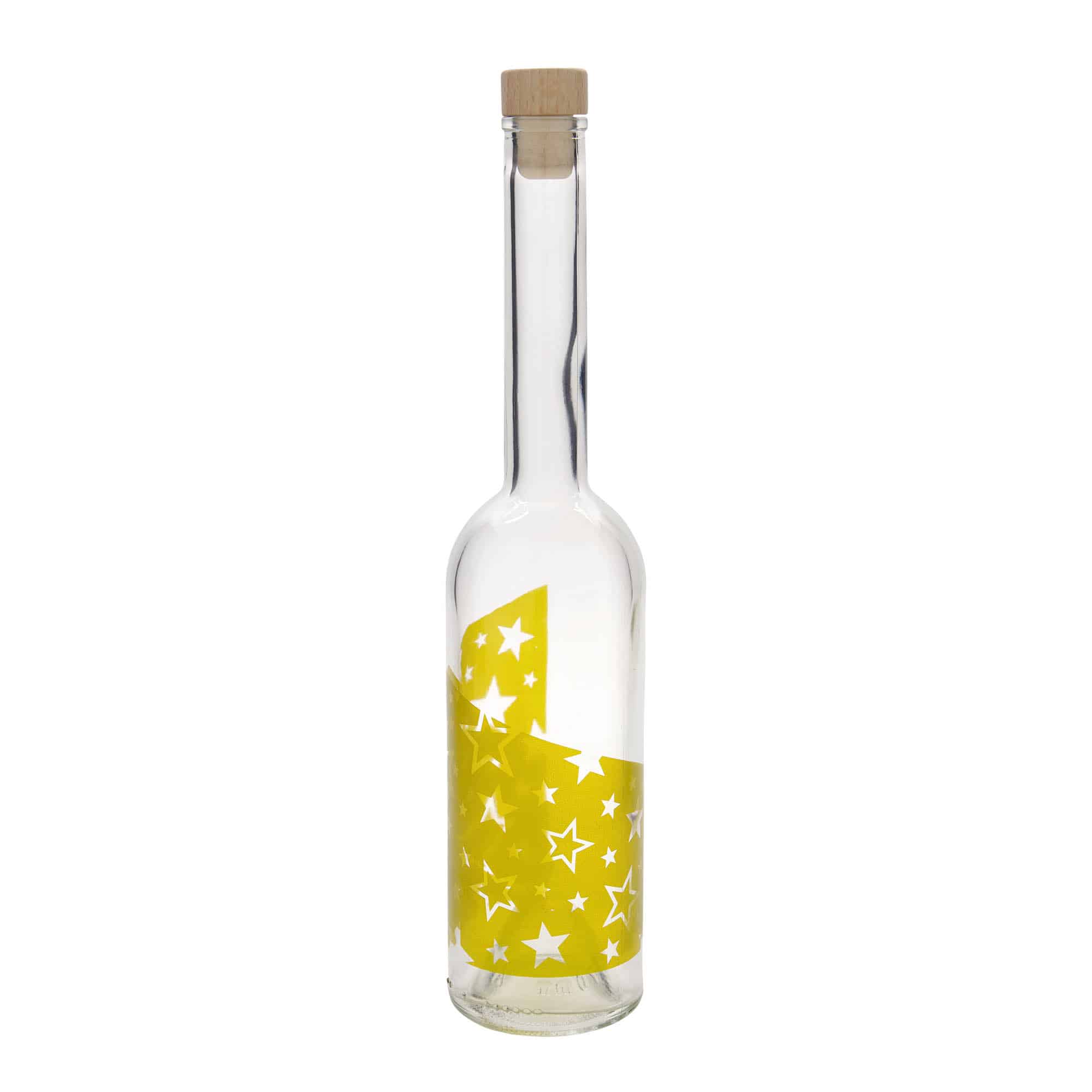 500 ml klaaspudel 'Opera', motiiv: kuldtähed, sulgur: kork