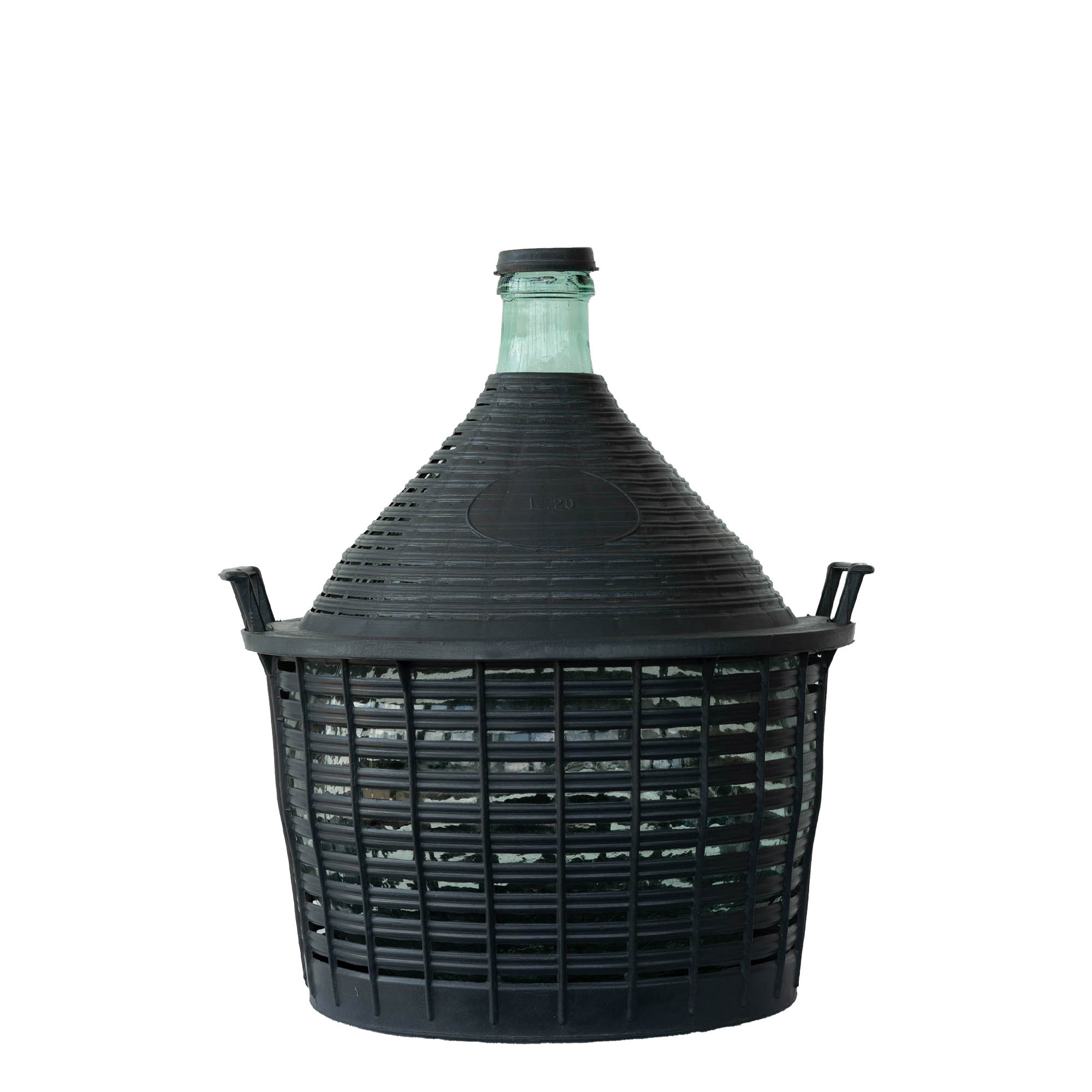 20 l pallona pudel kitsas kaelaga, klaas, suuava: kaanega