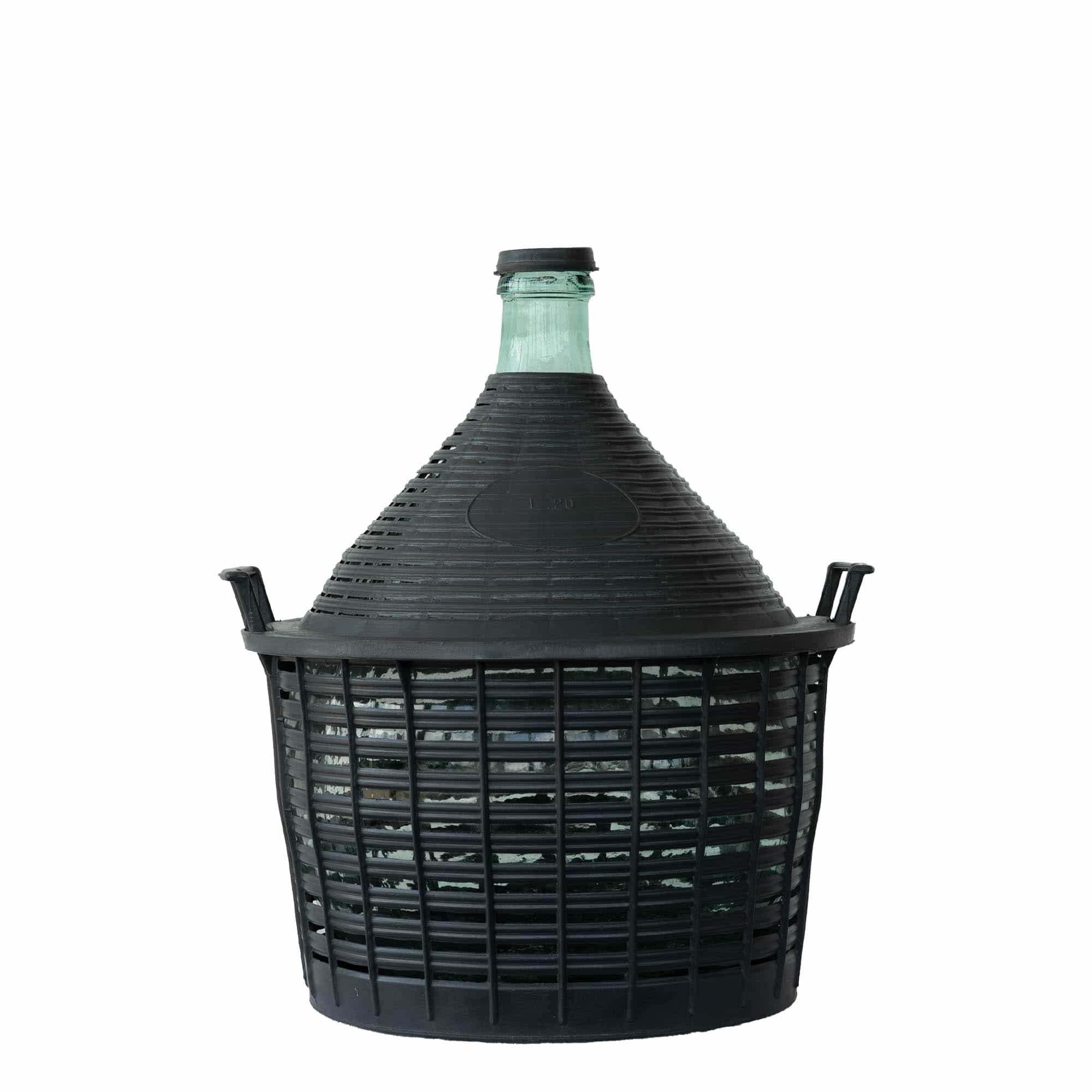 20 l pallona pudel kitsas kaelaga, klaas, avale: kaanega
