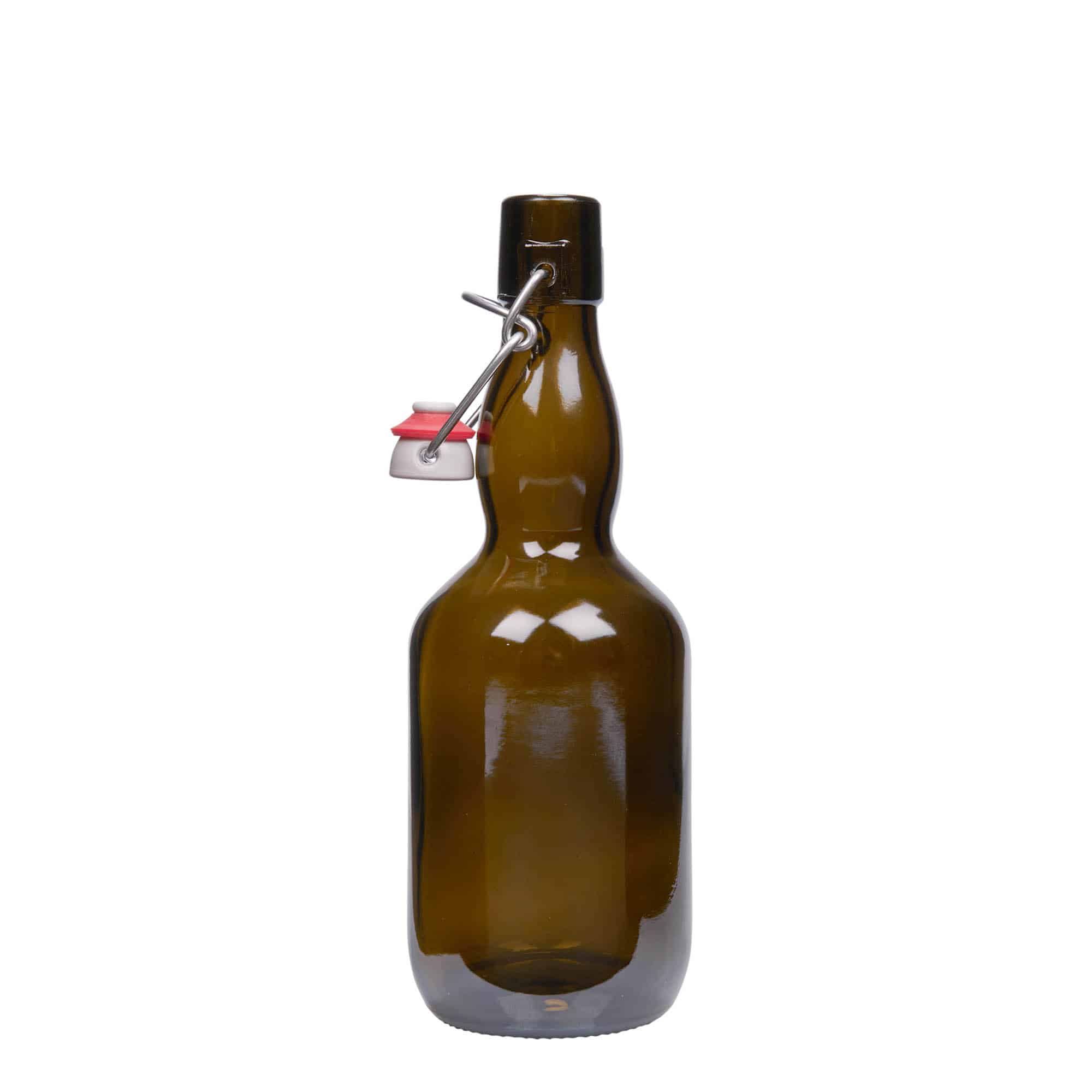 500 ml õllepudel kaelaga, klaas, antiikroheline, suuava: klambrikork