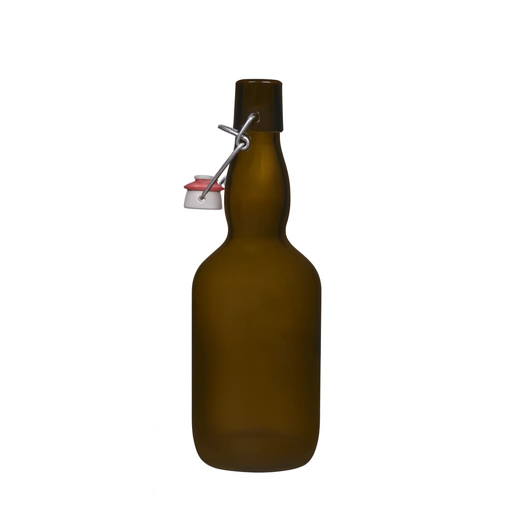 500 ml õllepudel kaelaga, klaas, antiikroheline, suuava: klambrikork