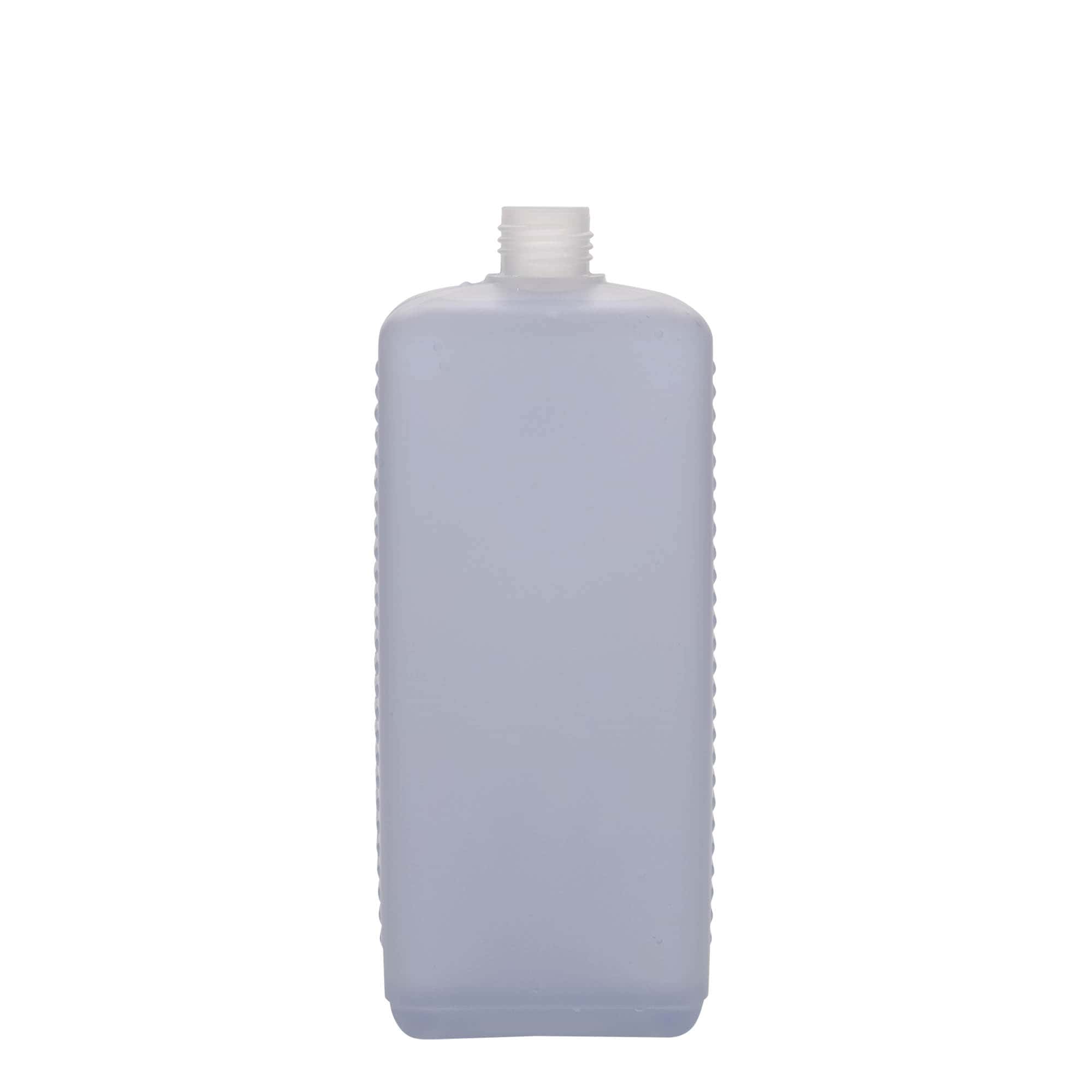 1.000 ml kanistripudel, ristkülikukujuline, HDPE-plastik, naturaalne, avale: DIN 25 EPE