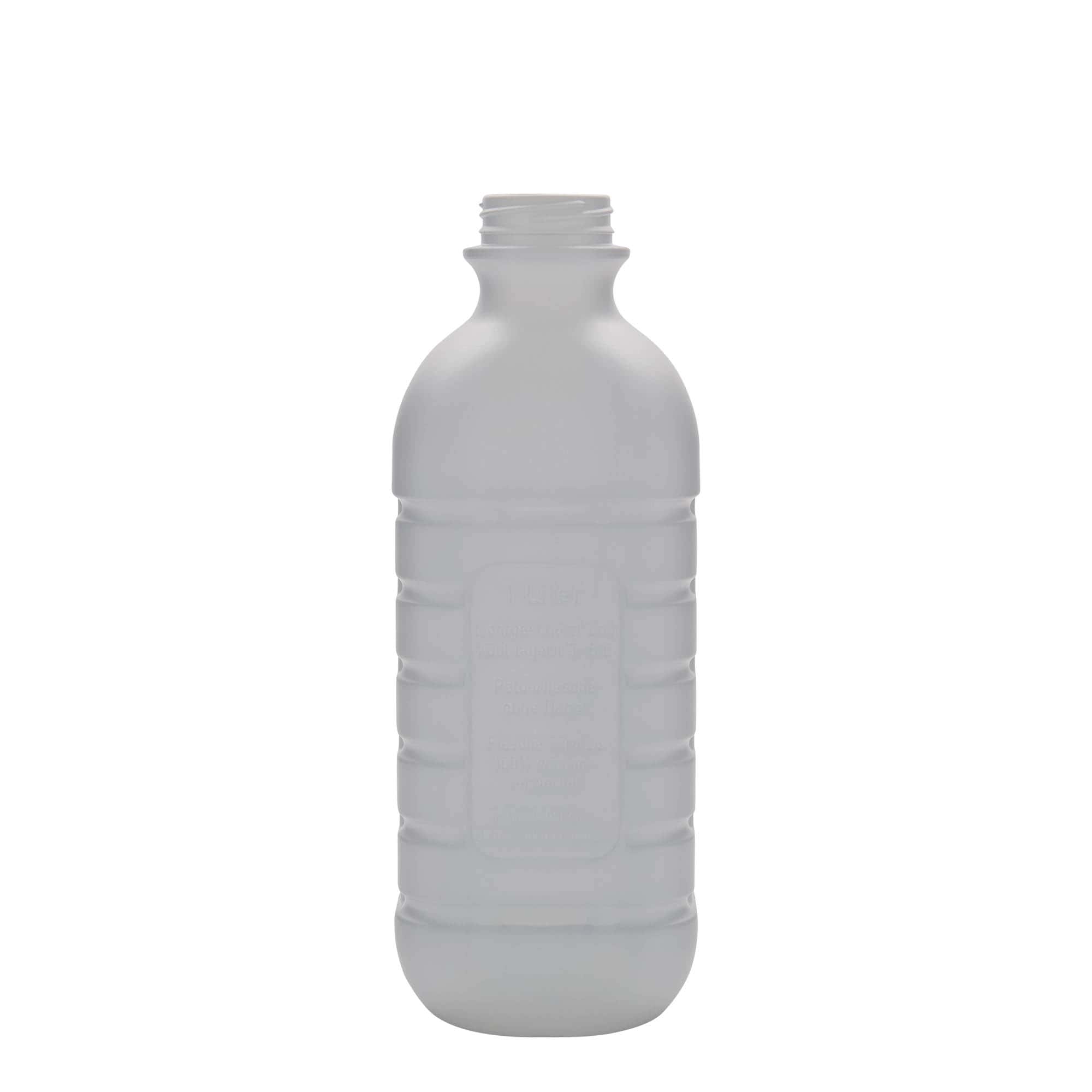 1.000 ml piimapudel, ristkülikukujuline, HDPE-plastik, valge, ava: PEHD40
