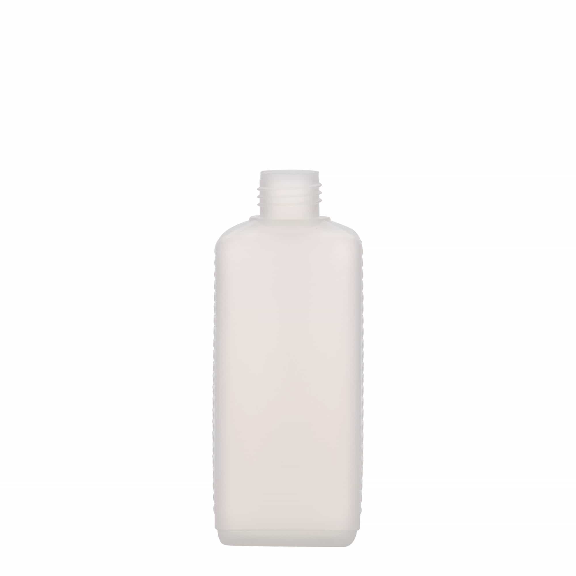 250 ml kanistripudel, ristkülikukujuline, HDPE-plastik, looduslik, suuava: DIN 25 EPE