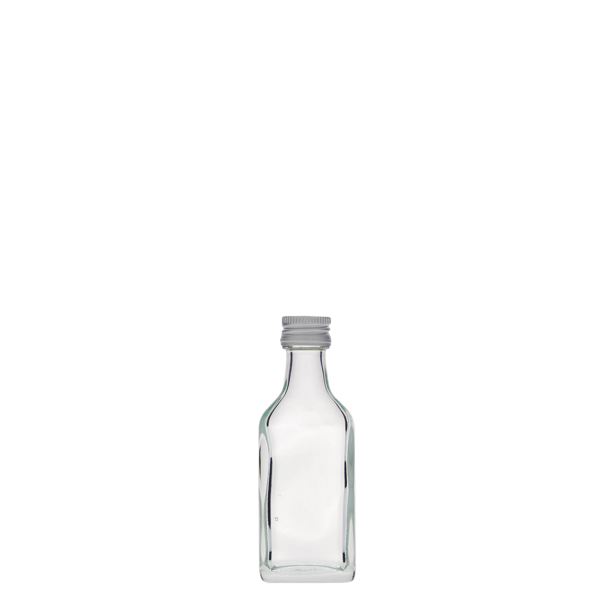 20 ml taskupudel, ristkülikukujuline, klaas, suuava: PP 18 20 ml taskupudel, ristkülikukujuline, klaas, suuava: PP 18