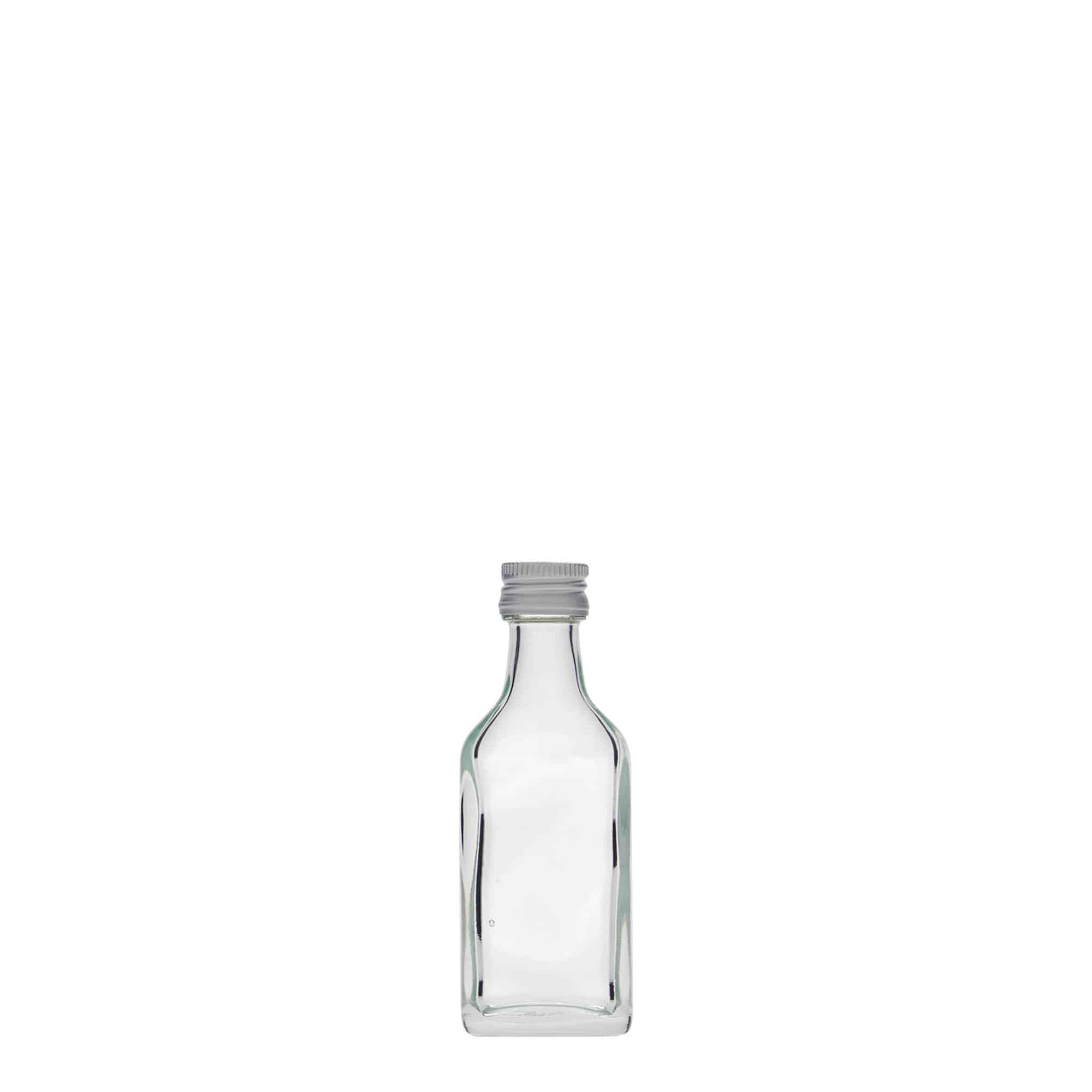 20 ml taskupudel, ristkülikukujuline, klaas, suuava: PP 18