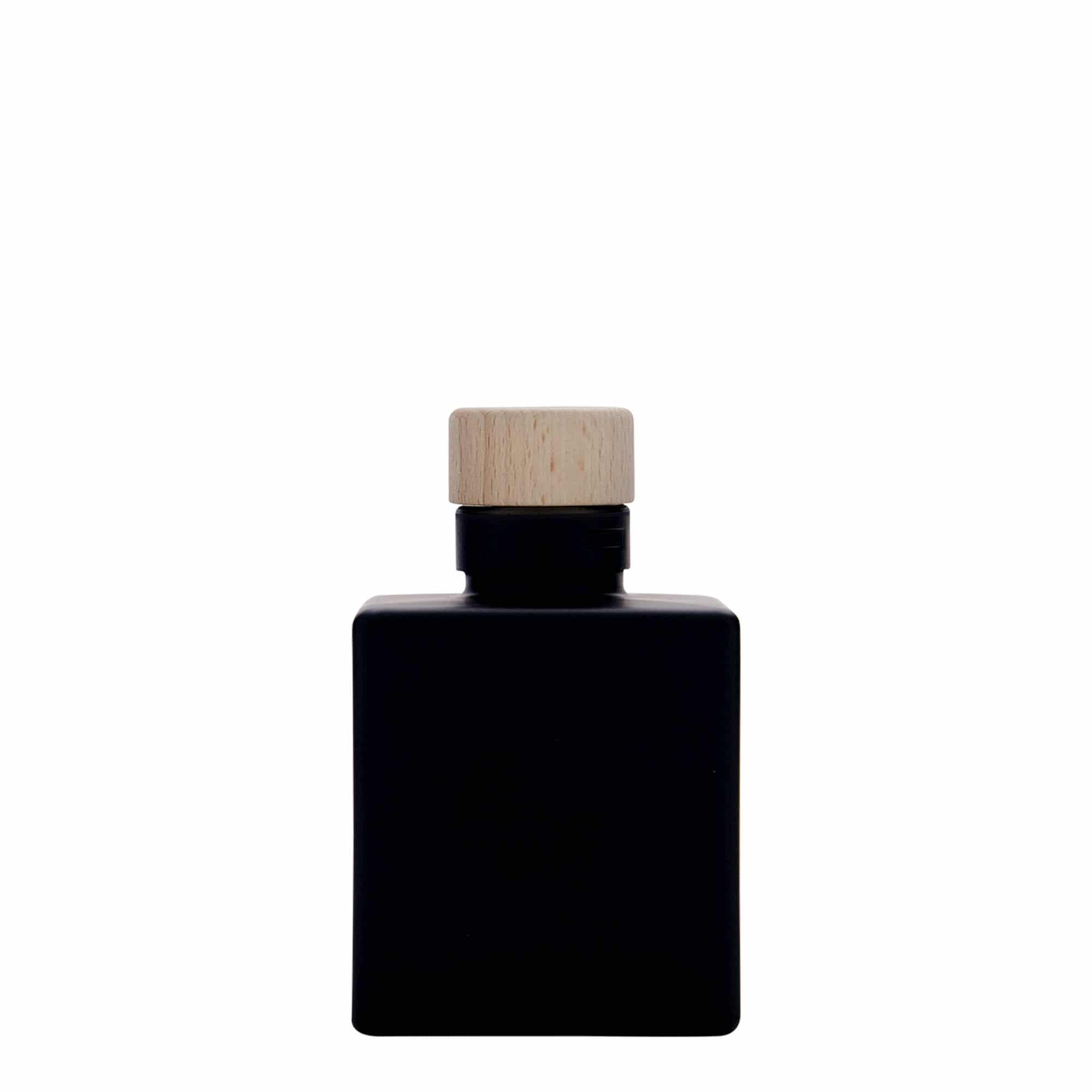 100 ml klaaspudel 'Cube', ruudukujuline, must, sulgur: kork