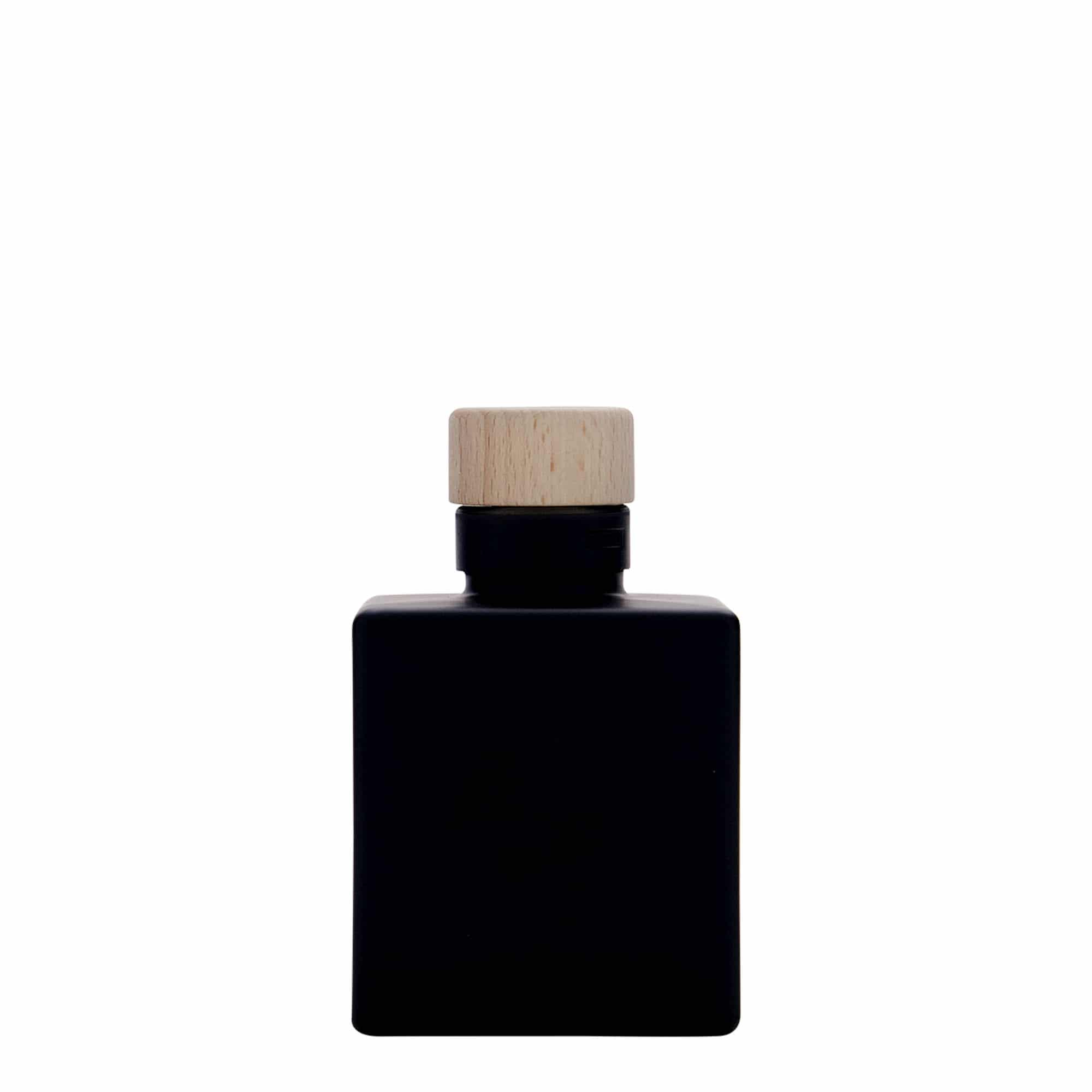 100 ml klaaspudel 'Cube', ruudukujuline, must, kael: kork