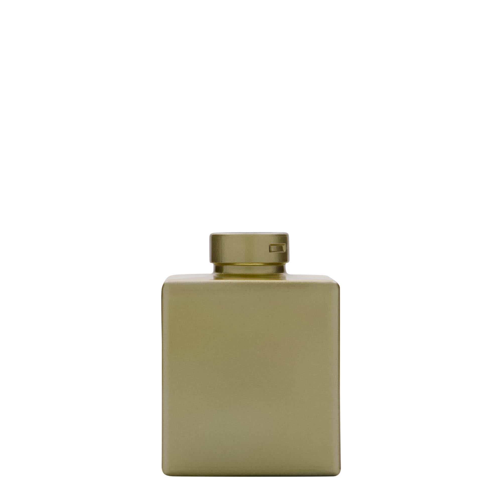 100 ml klaaspudel 'Cube', ruudukujuline, kuldne, sulgur: kork 100 ml klaaspudel 'Cube', ruudukujuline, kuldne, sulgur: kork