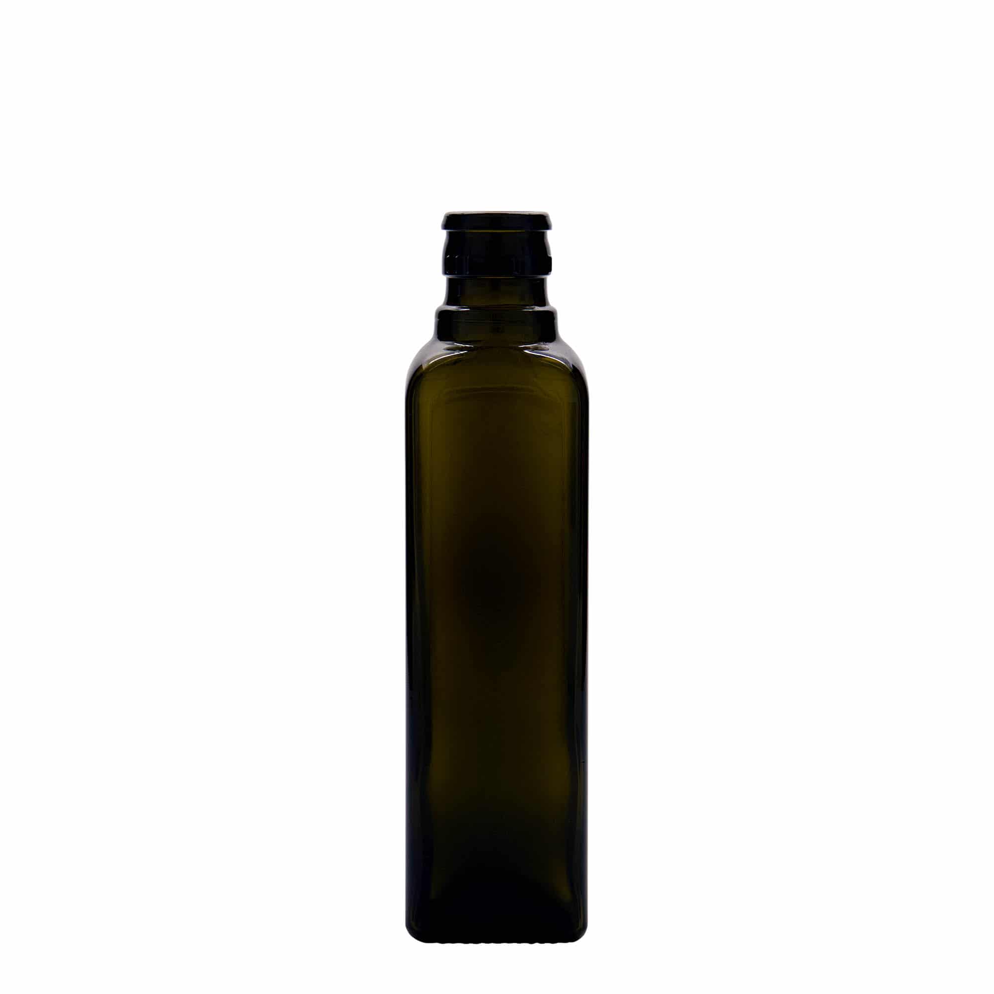 250 ml äädika/õlipudel 'Quadra', klaas, ruudukujuline, antiikroheline, sulgur: DOP 250 ml äädika/õlipudel 'Quadra', klaas, ruudukujuline, antiikroheline, sulgur: DOP