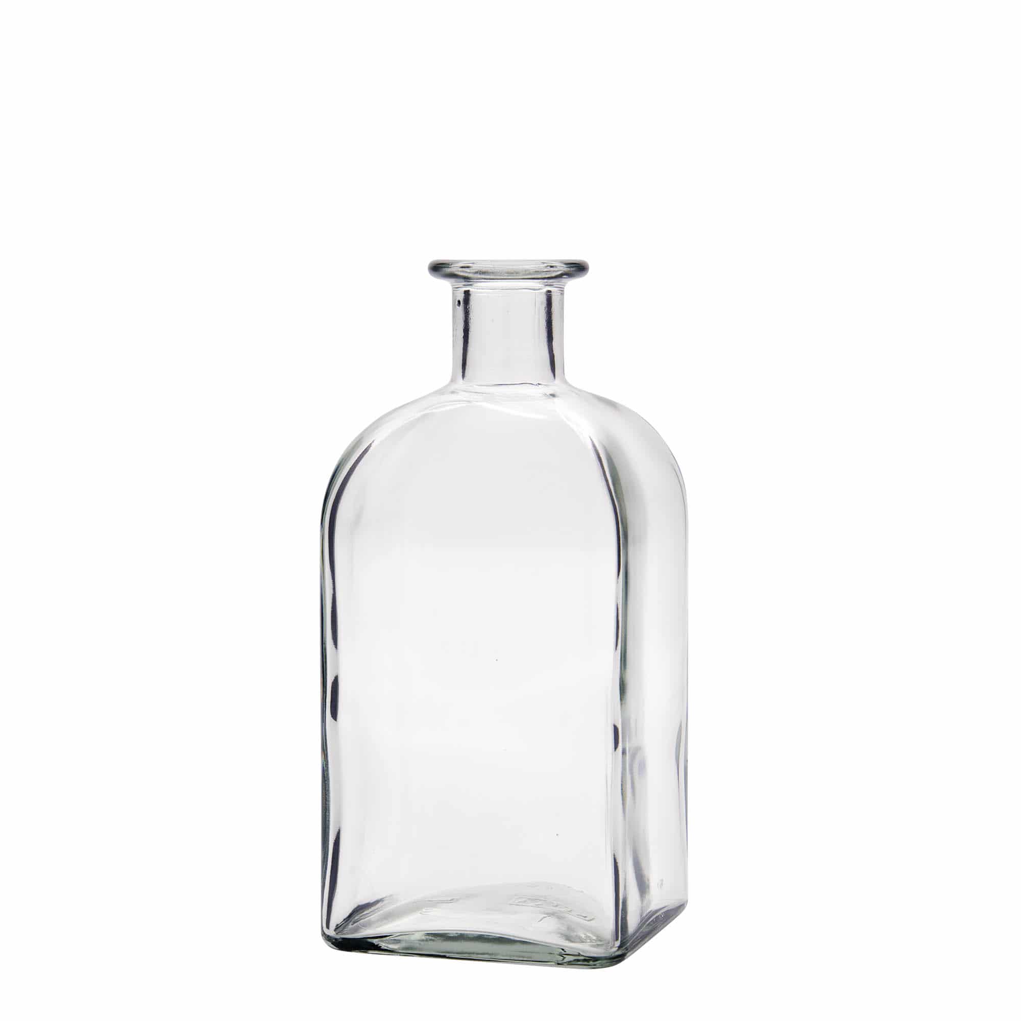 500 ml klaasist apteegipudel 'Carré', ruudukujuline, sulgur: kork