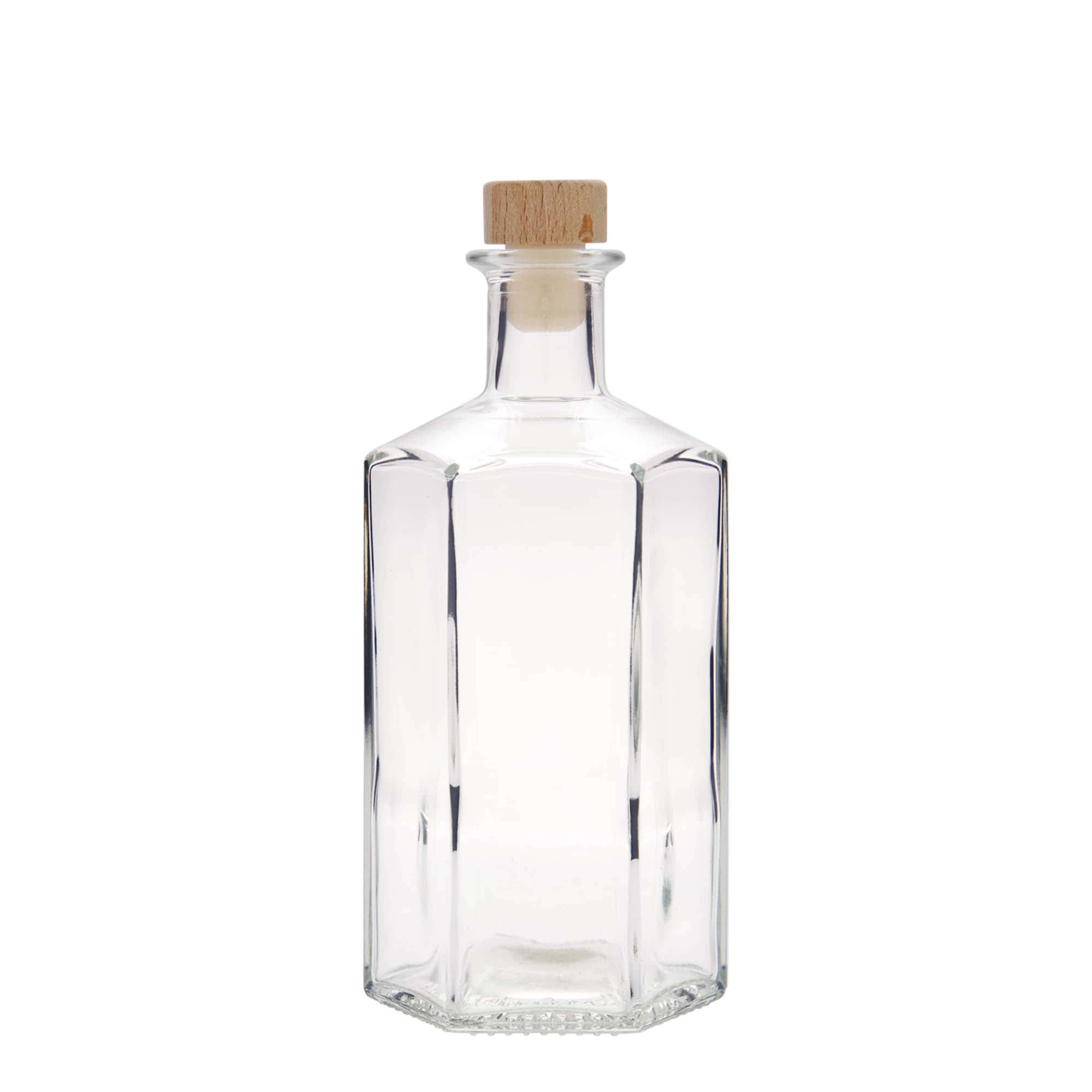 500 ml klaaspudel apteekrile 'Jimmy', kuusnurkne, suuots: kork