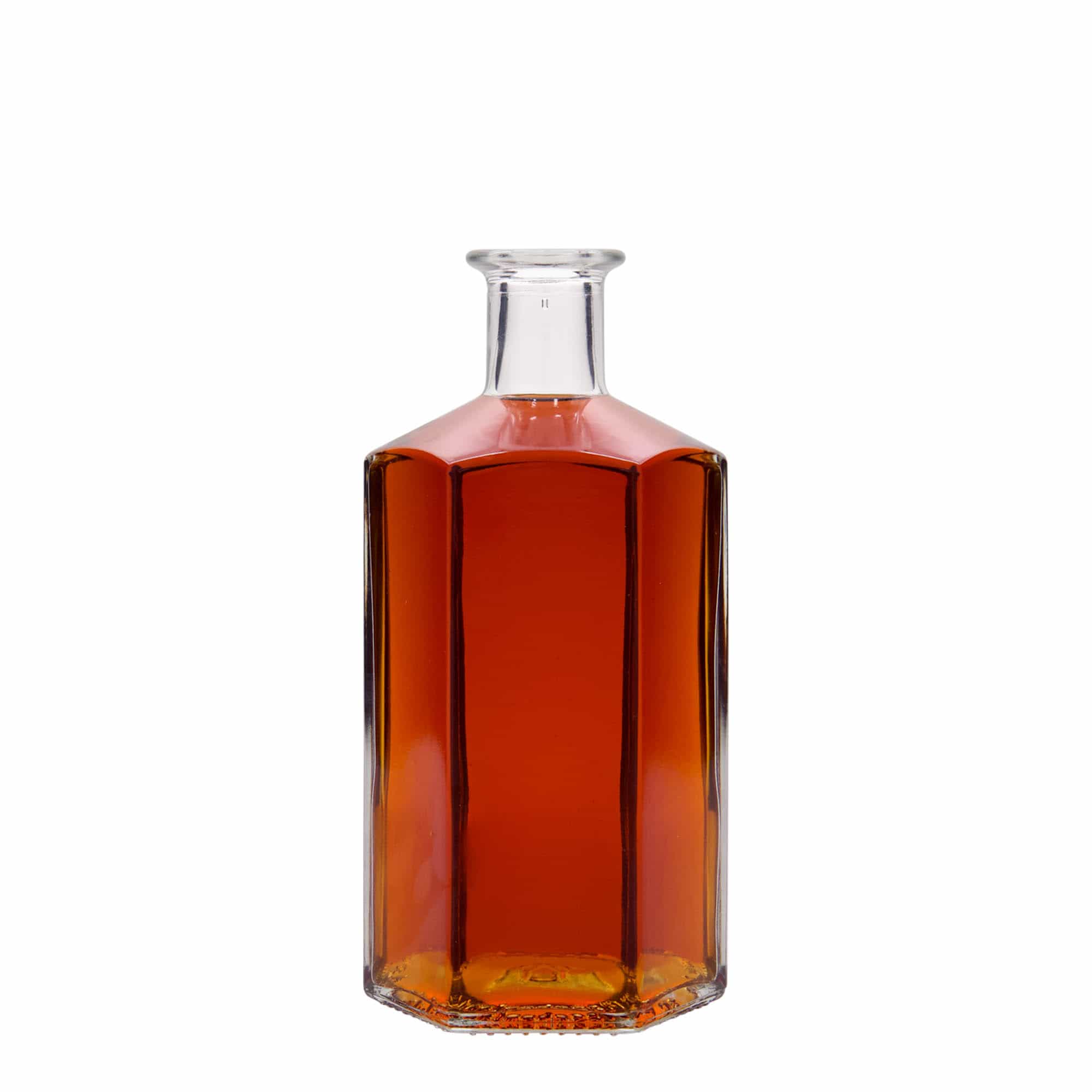 500 ml klaaspudel apteekrile 'Jimmy', kuusnurkne, suuots: kork
