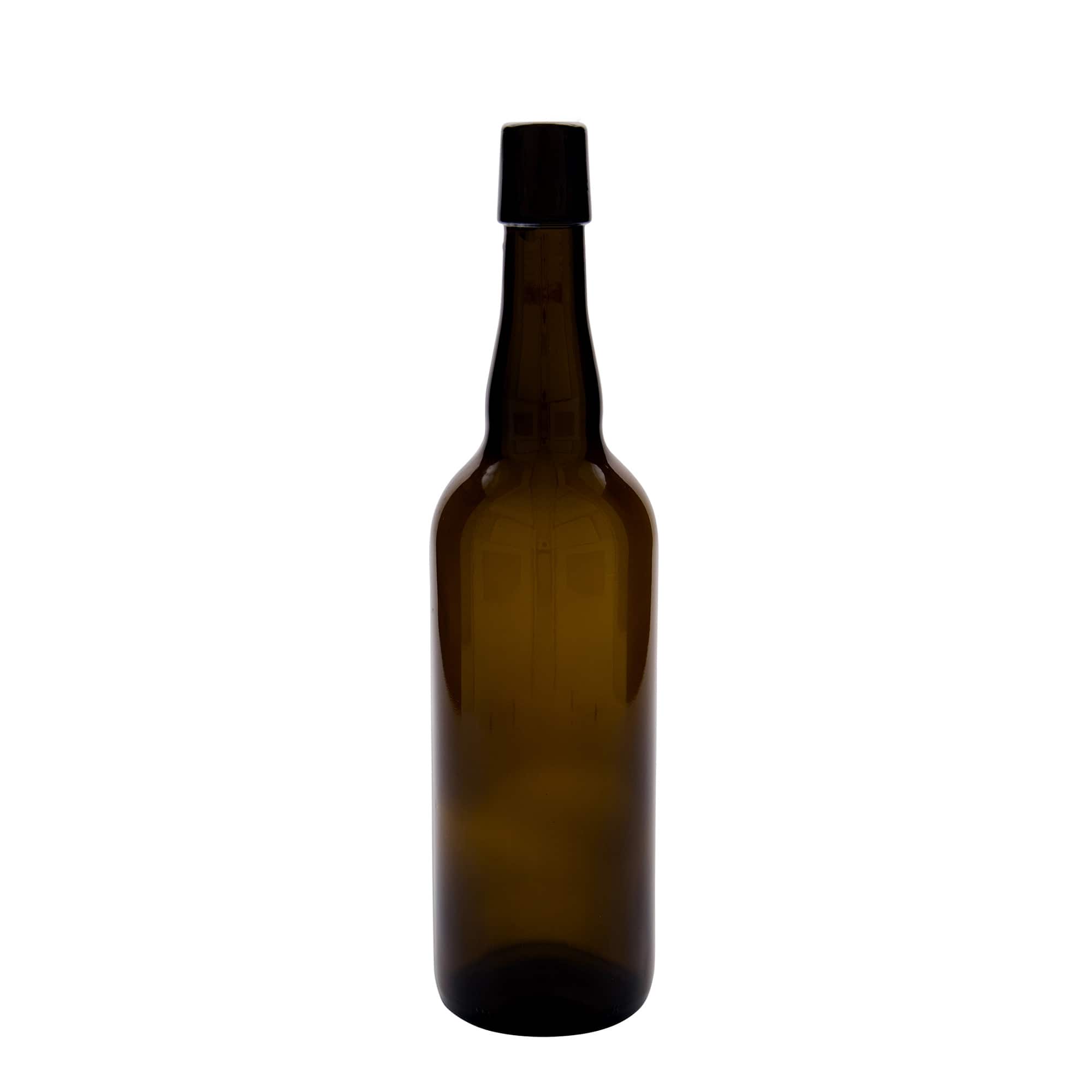 750 ml õllepudel Belgia, klaas, pruun, suuava: klambrikork