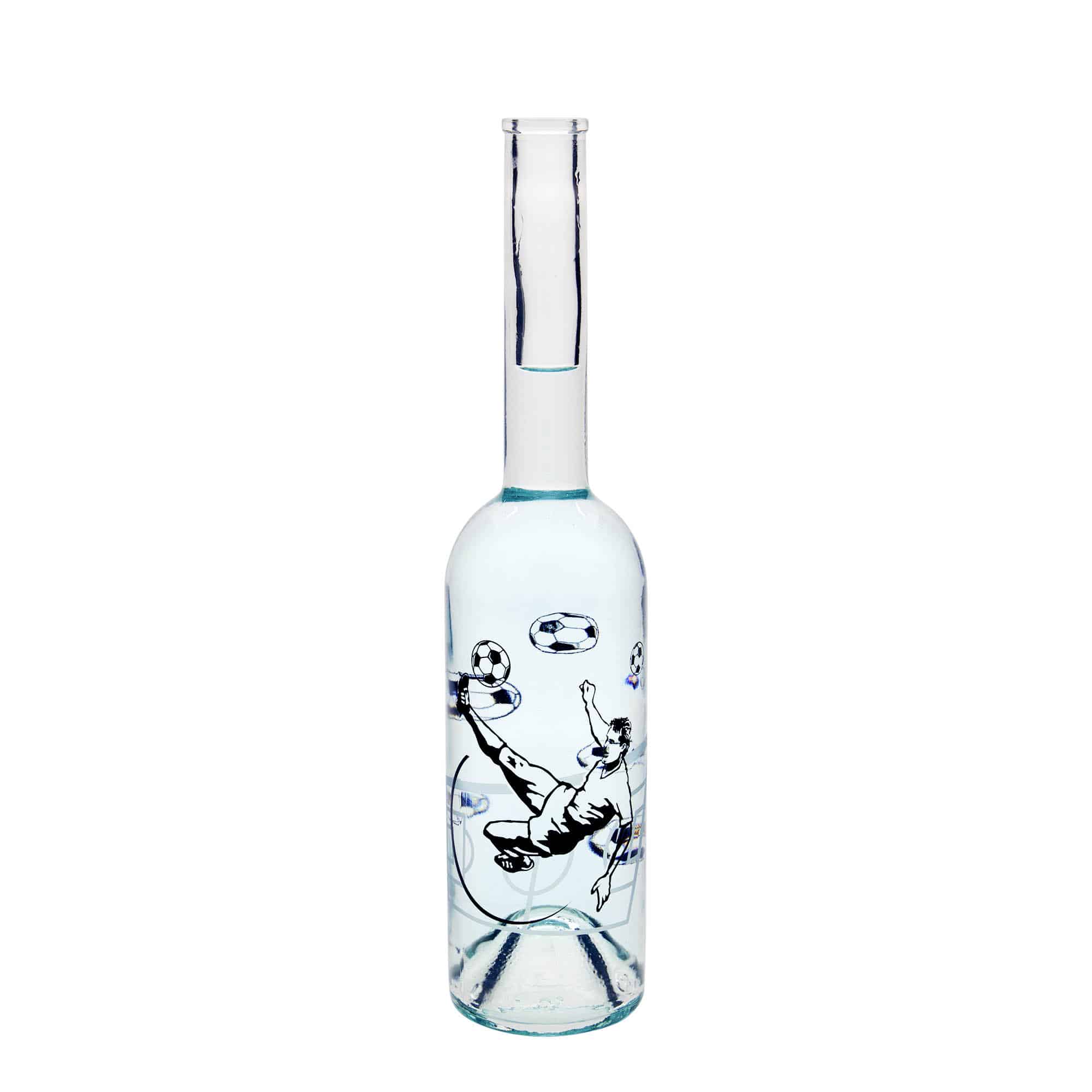 500 ml klaaspudel 'Opera', motiiv: jalgpallur, sulgur: kork