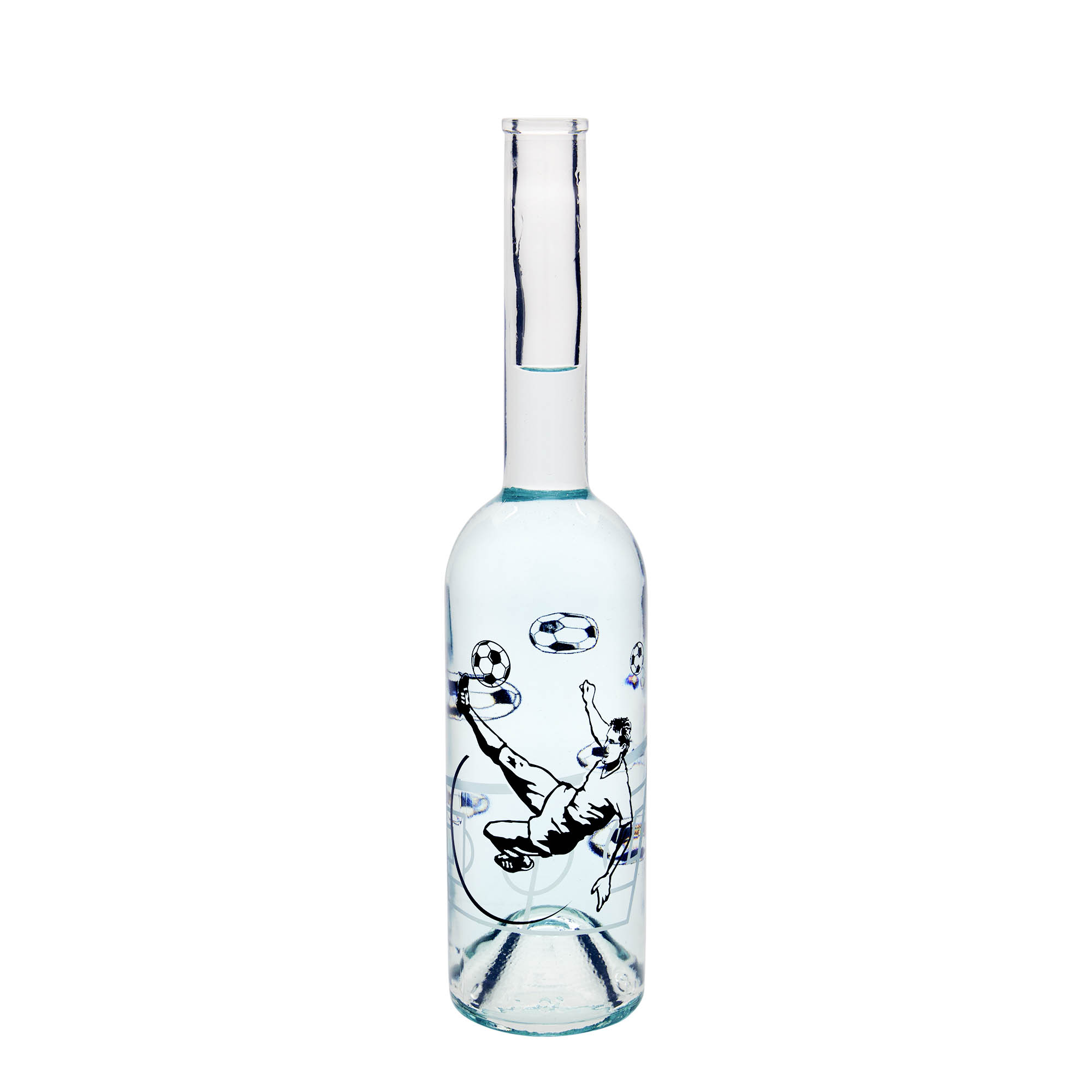 500 ml klaaspudel 'Opera', motiiv: jalgpallur, kael: kork