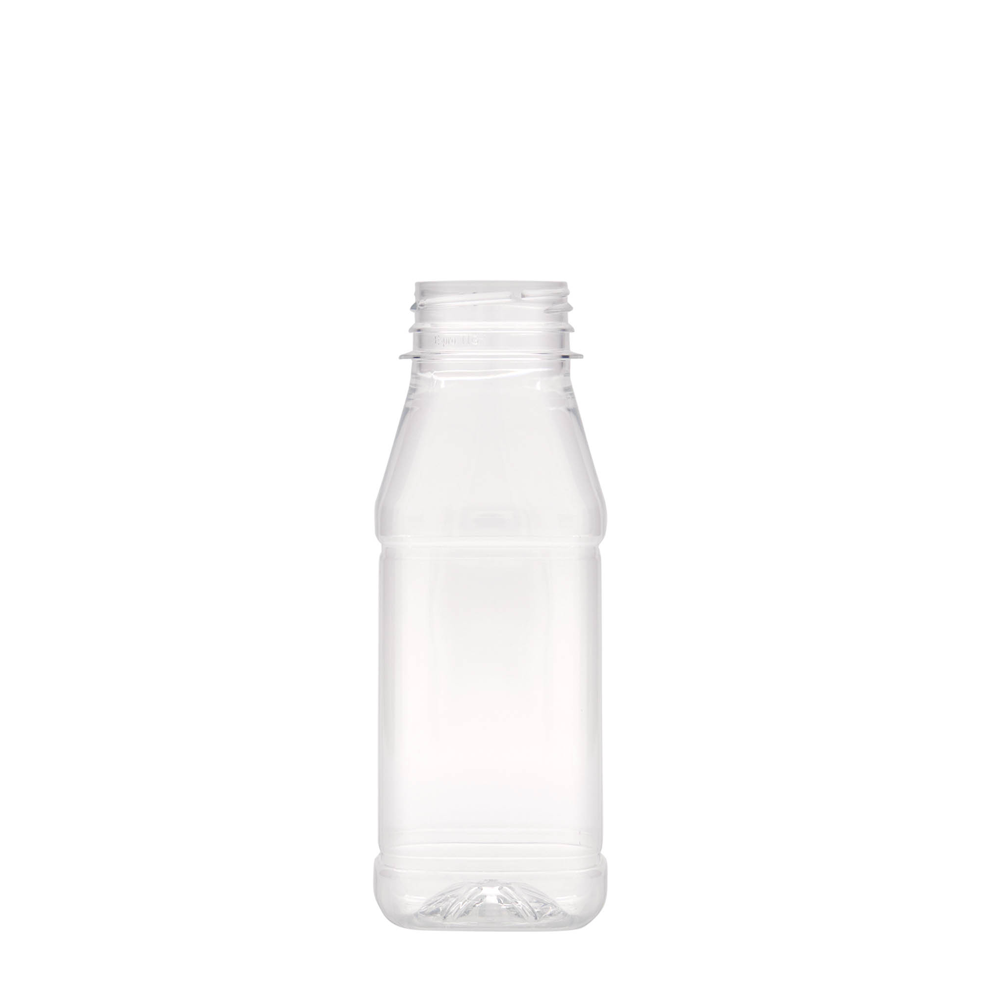 250 ml PET-pudel 'Milk and Juice Carré', ruudukujuline, plastik, kaelus: 38 mm 250 ml PET-pudel 'Milk and Juice Carré', ruudukujuline, plastik, kaelus: 38 mm