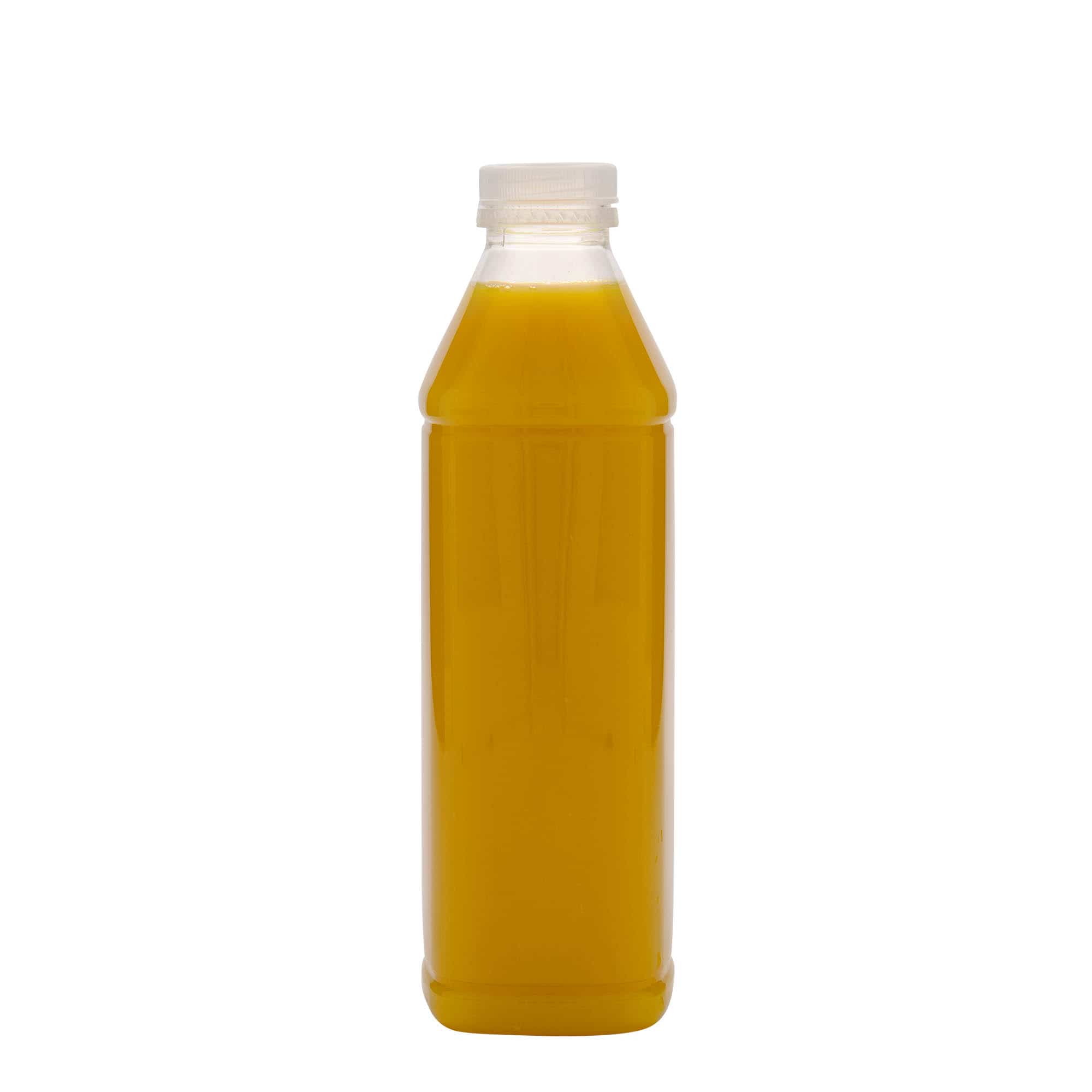 1.000 ml PET-pudel 'Milk and Juice Carré', ruudukujuline, plastik, ava: 38 mm