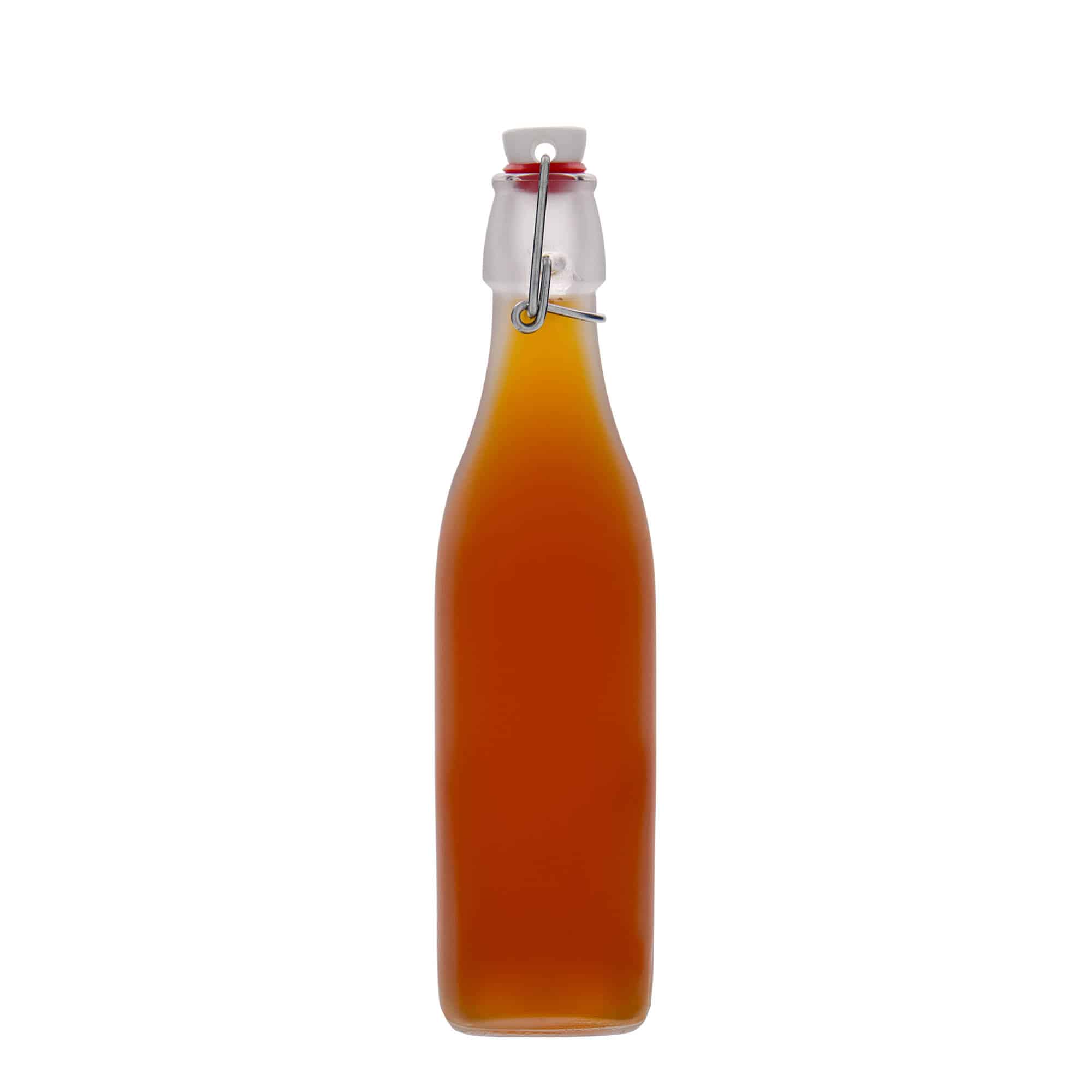 500 ml klaaspudel 'Sving', ruudukujuline, valge, sulgur: traatkork