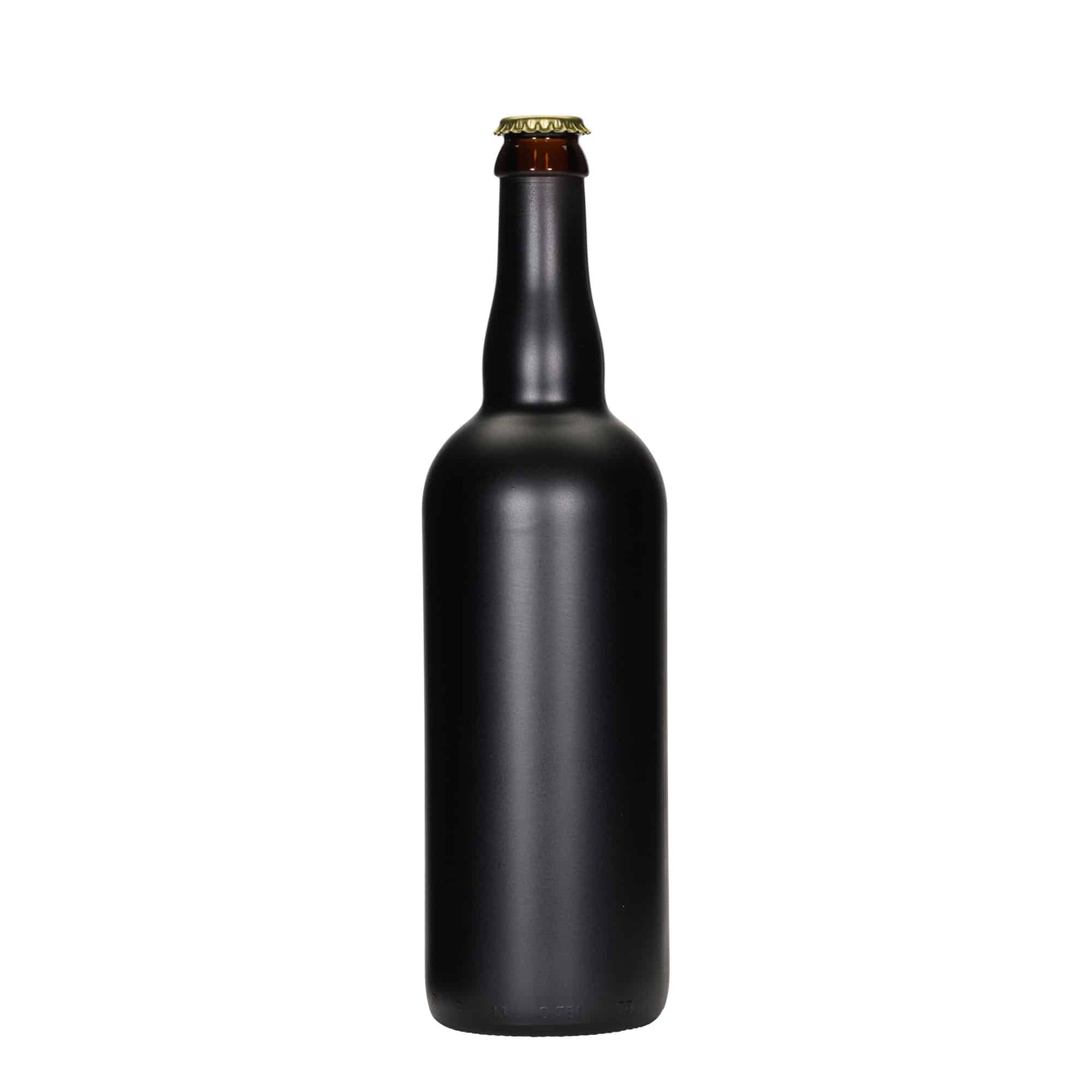 750 ml õllepudel Belgia, klaas, must, suu: kroonkaan