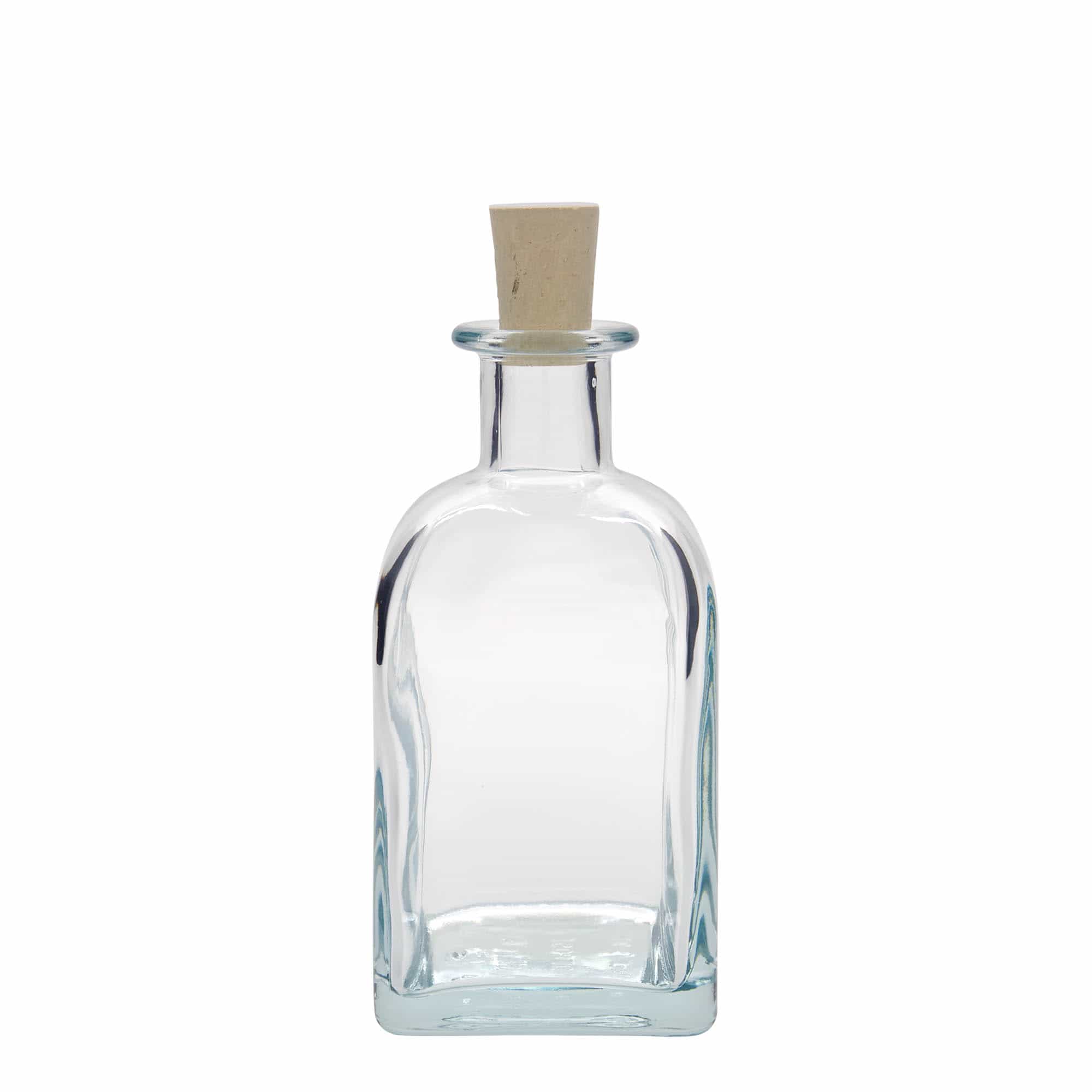 350 ml klaasist apteegipudel 'Carré', ruudukujuline, sulgur: kork