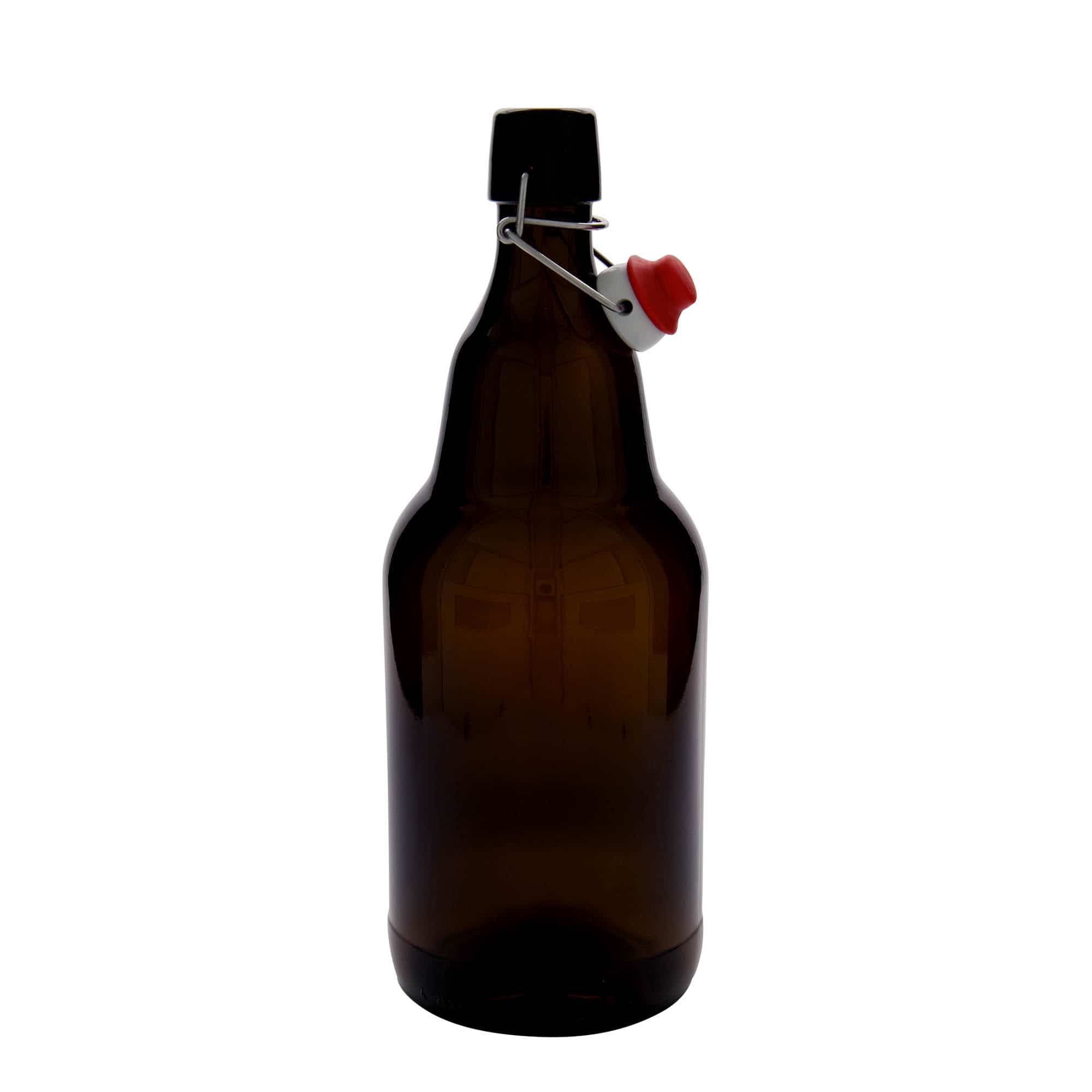2000 ml õllepudel, klaas, pruun, sulgur: traatkork