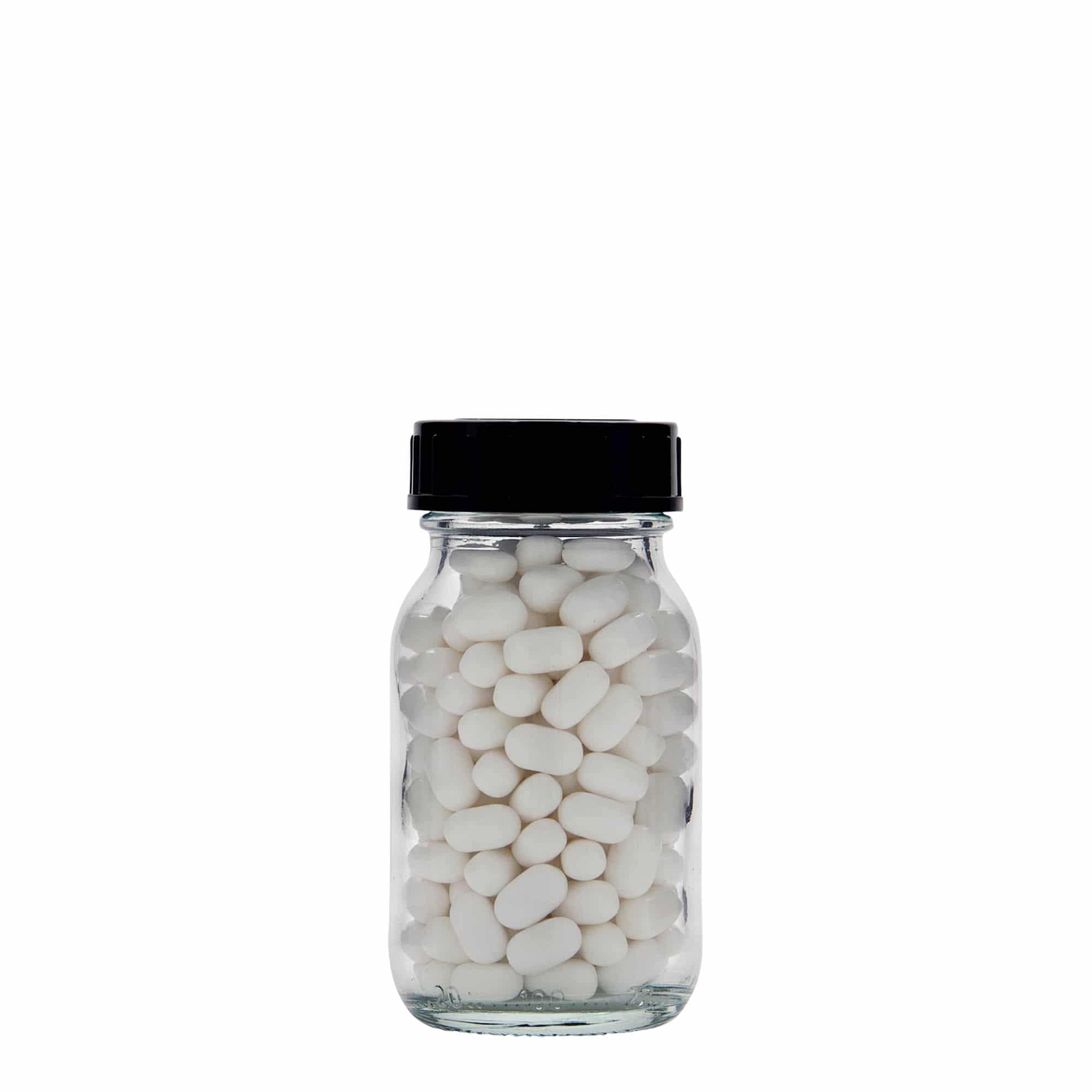100 ml laiakaelne klaaspurk, avale: DIN 40