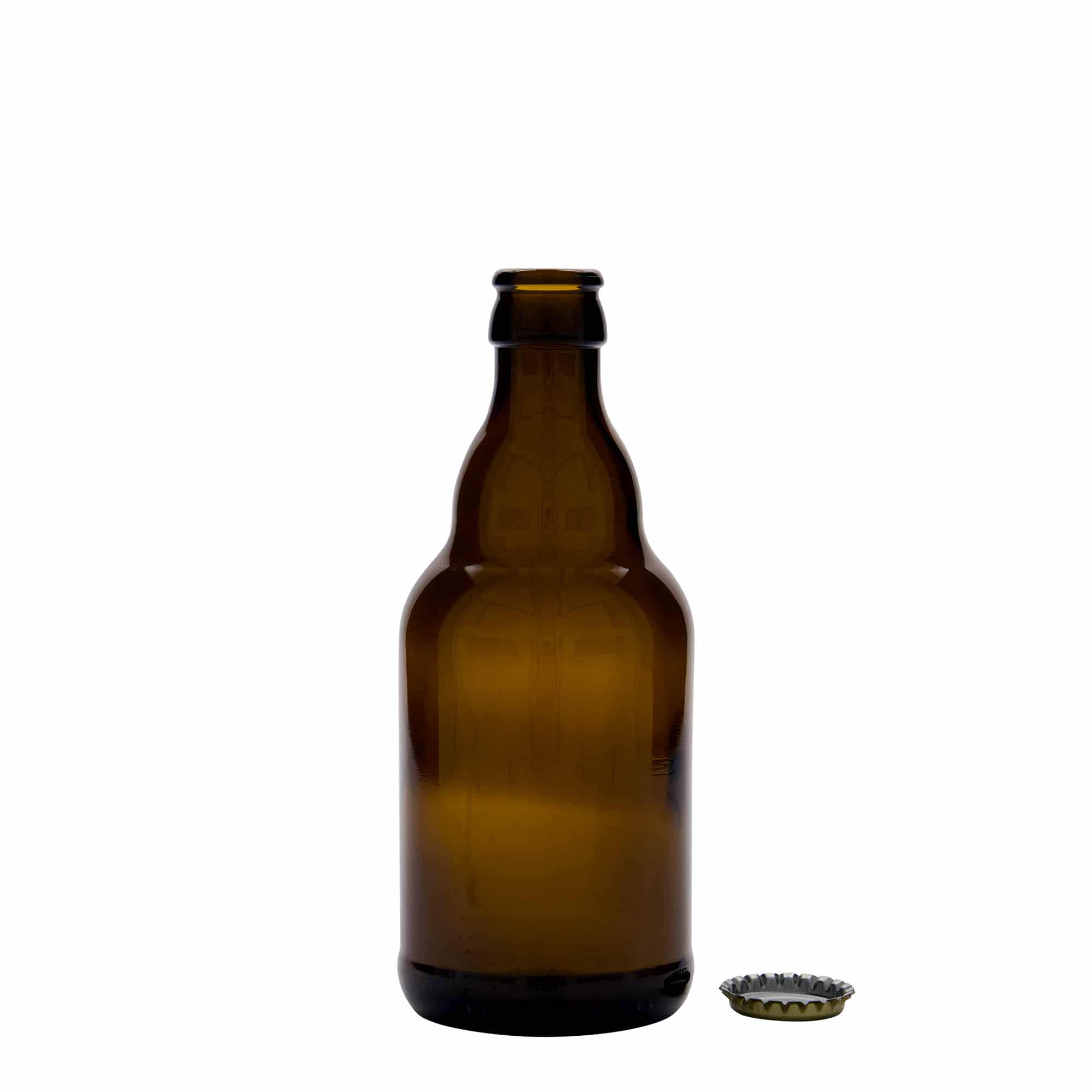 330 ml õllepudel 'Steinie', klaas, pruun, sulgur: kroonkork
