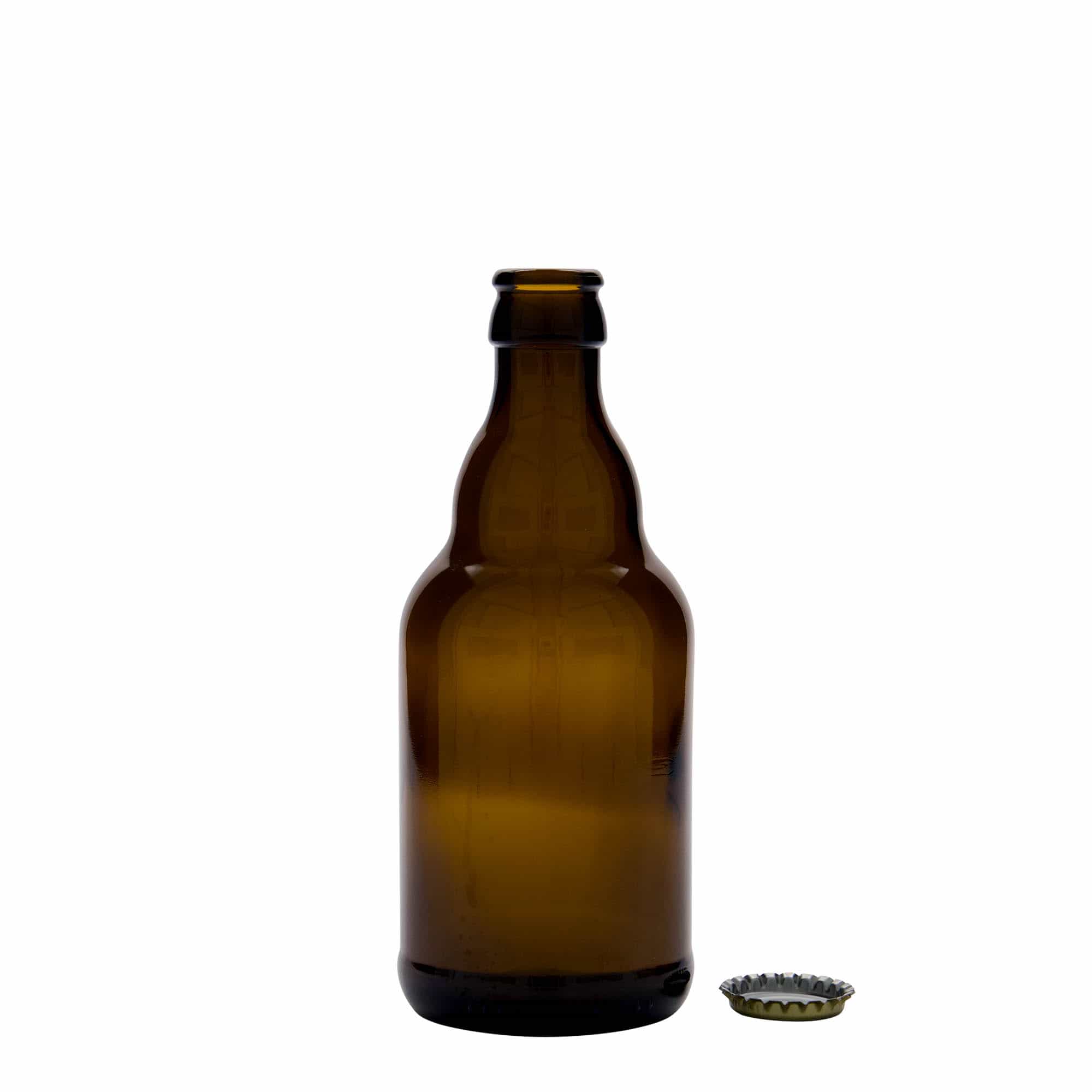 330 ml õllepudel „Steinie“, klaas, pruun, avale: korgiga kork