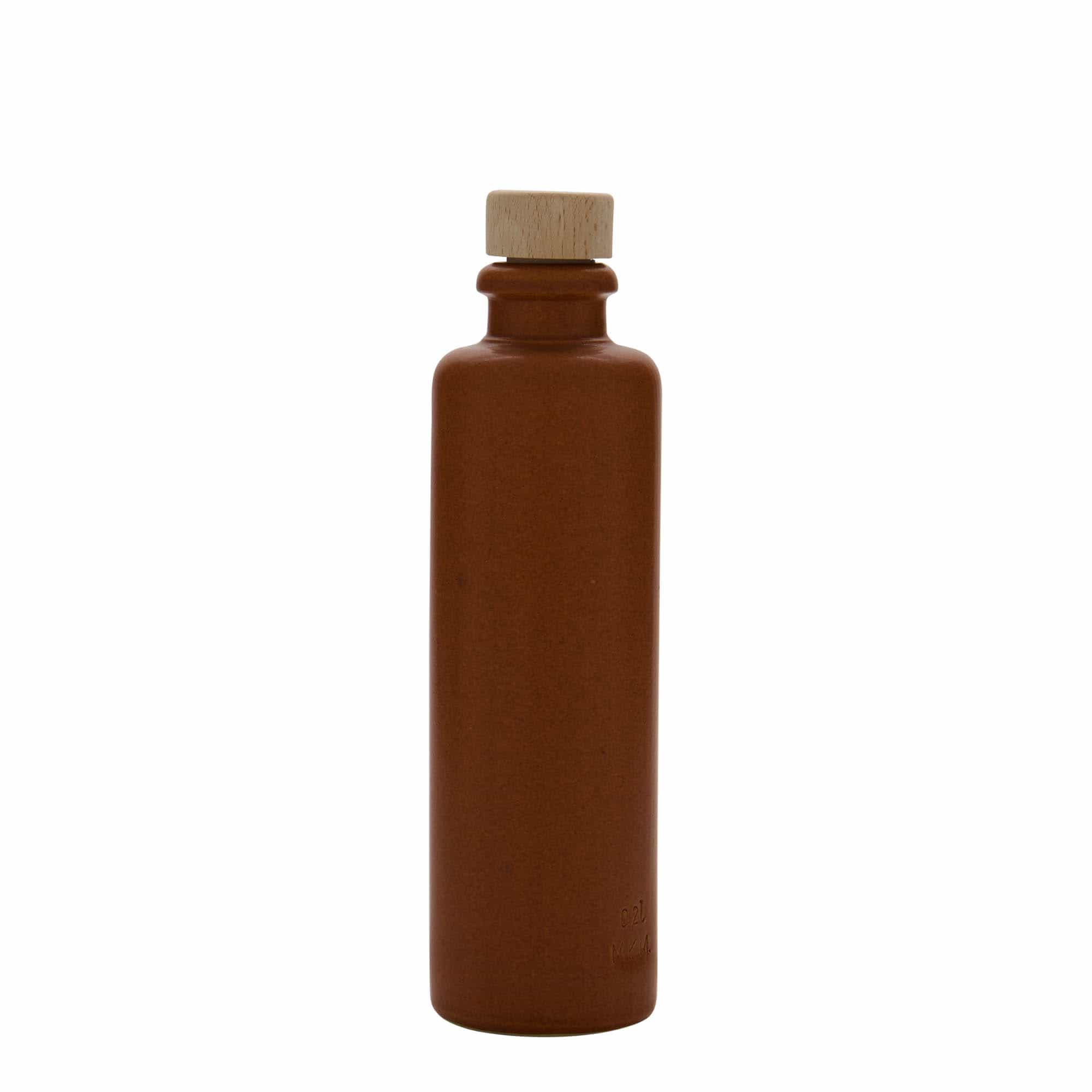 200 ml keraamiline pudel, kivikeraamika, punakaspruun, sulgur: kork
