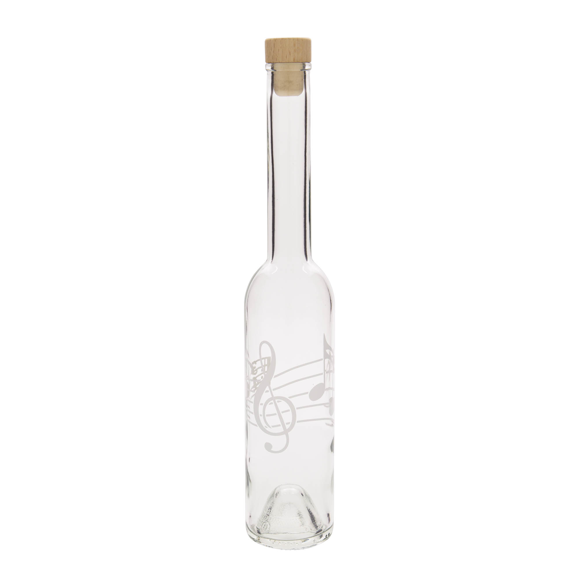 350 ml klaaspudel 'Opera', motiiv: muusikanoodid, suuava: kork