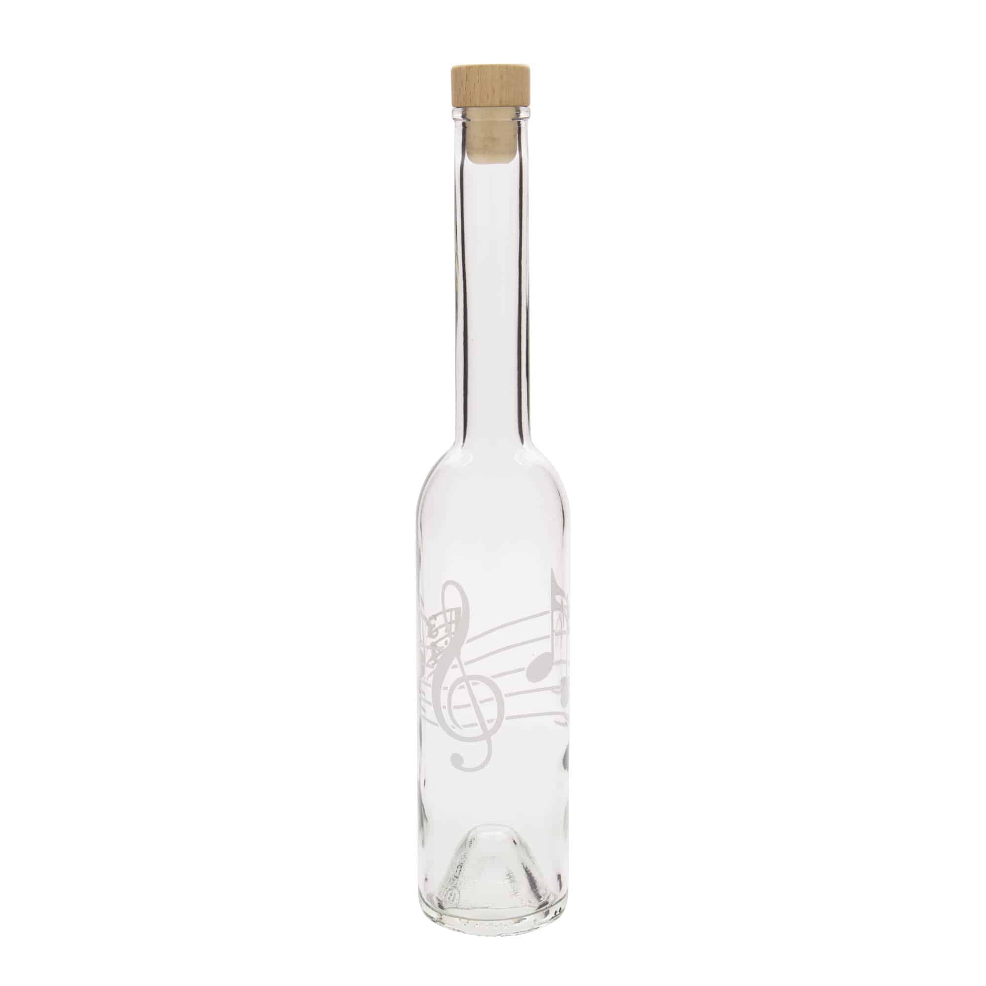 350 ml klaaspudel 'Opera', motiiv: muusikanoodid, suuava: kork