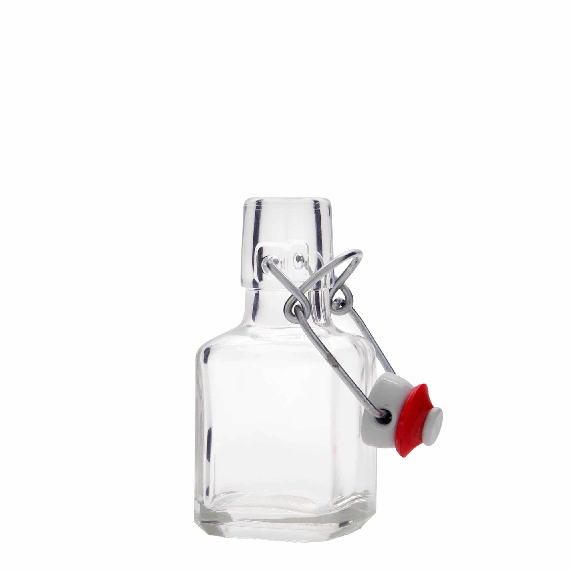 100 ml klaaspudel 'Kubica', ruudukujuline, sulgur: traatkork