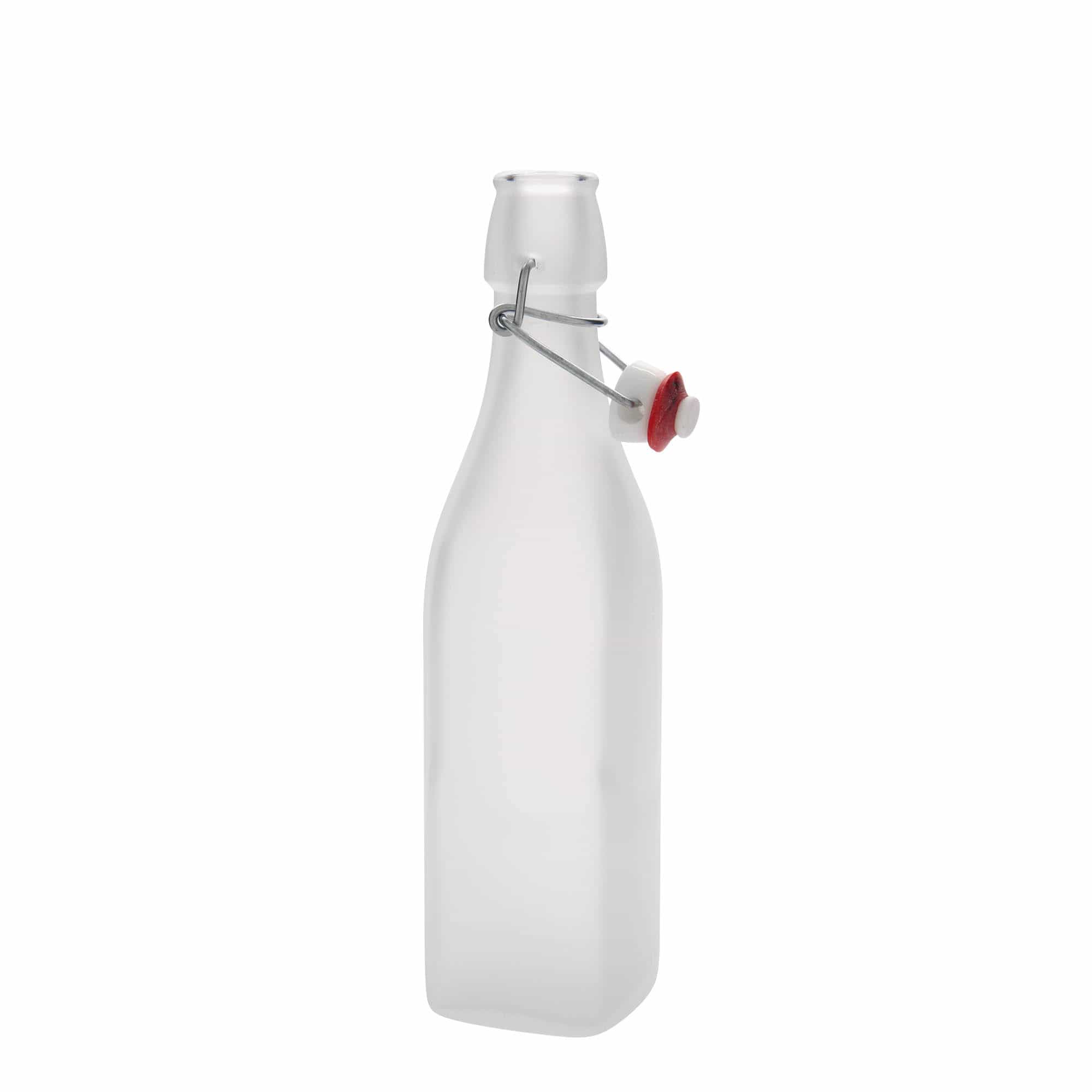 500 ml klaaspudel 'Sving', ruudukujuline, valge, sulgur: traatkork