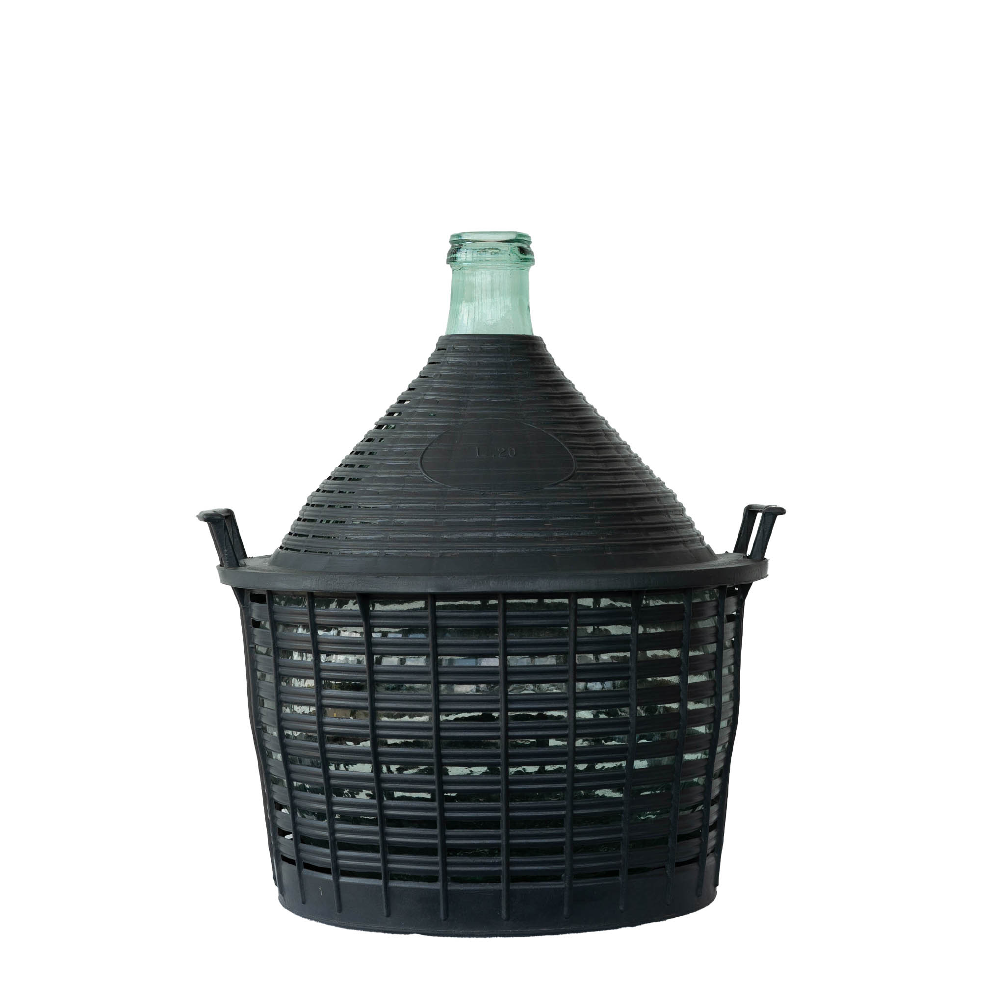 20 l pallona pudel kitsas kaelaga, klaas, suuava: kaanega