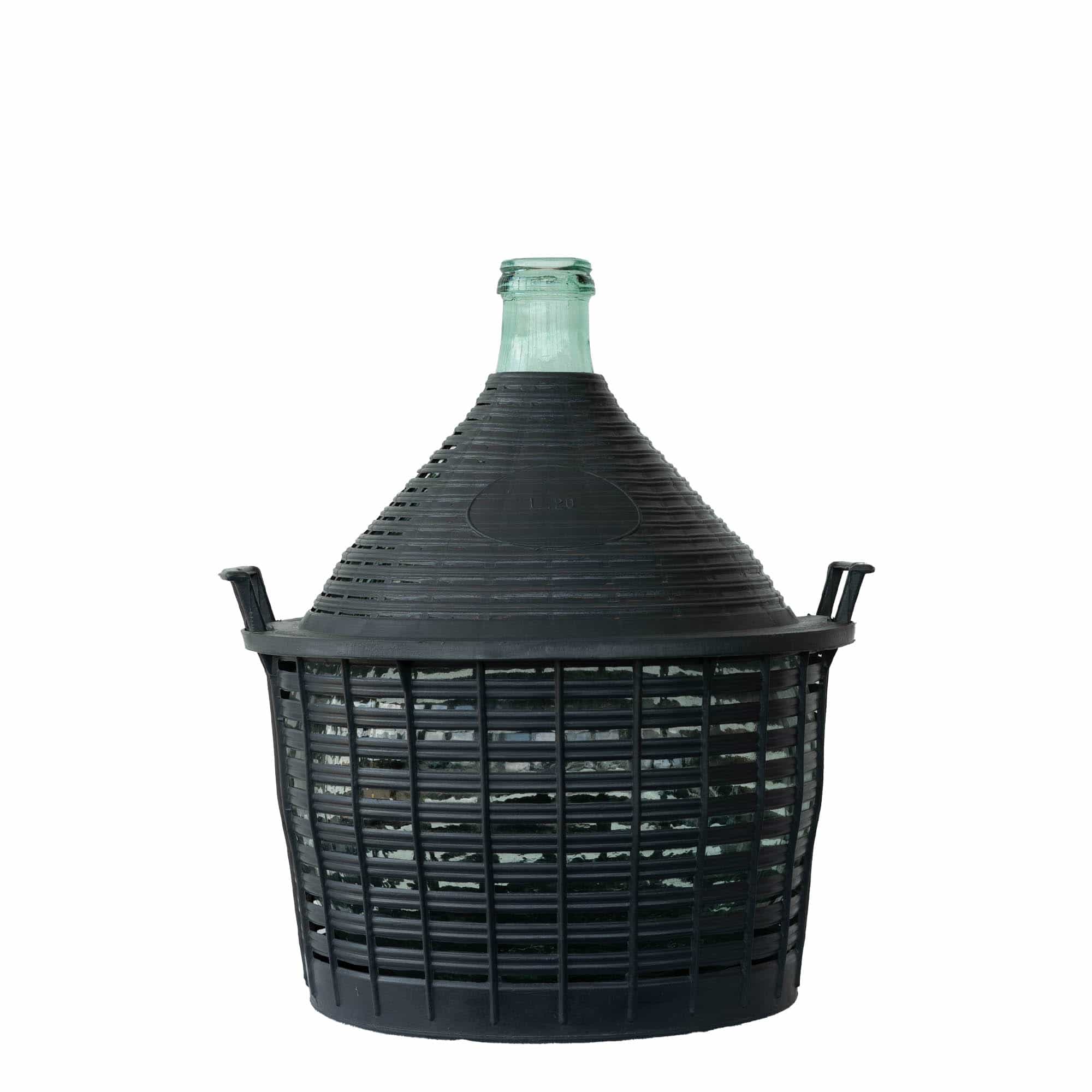 20 l pallona pudel kitsas kaelaga, klaas, avale: kaanega
